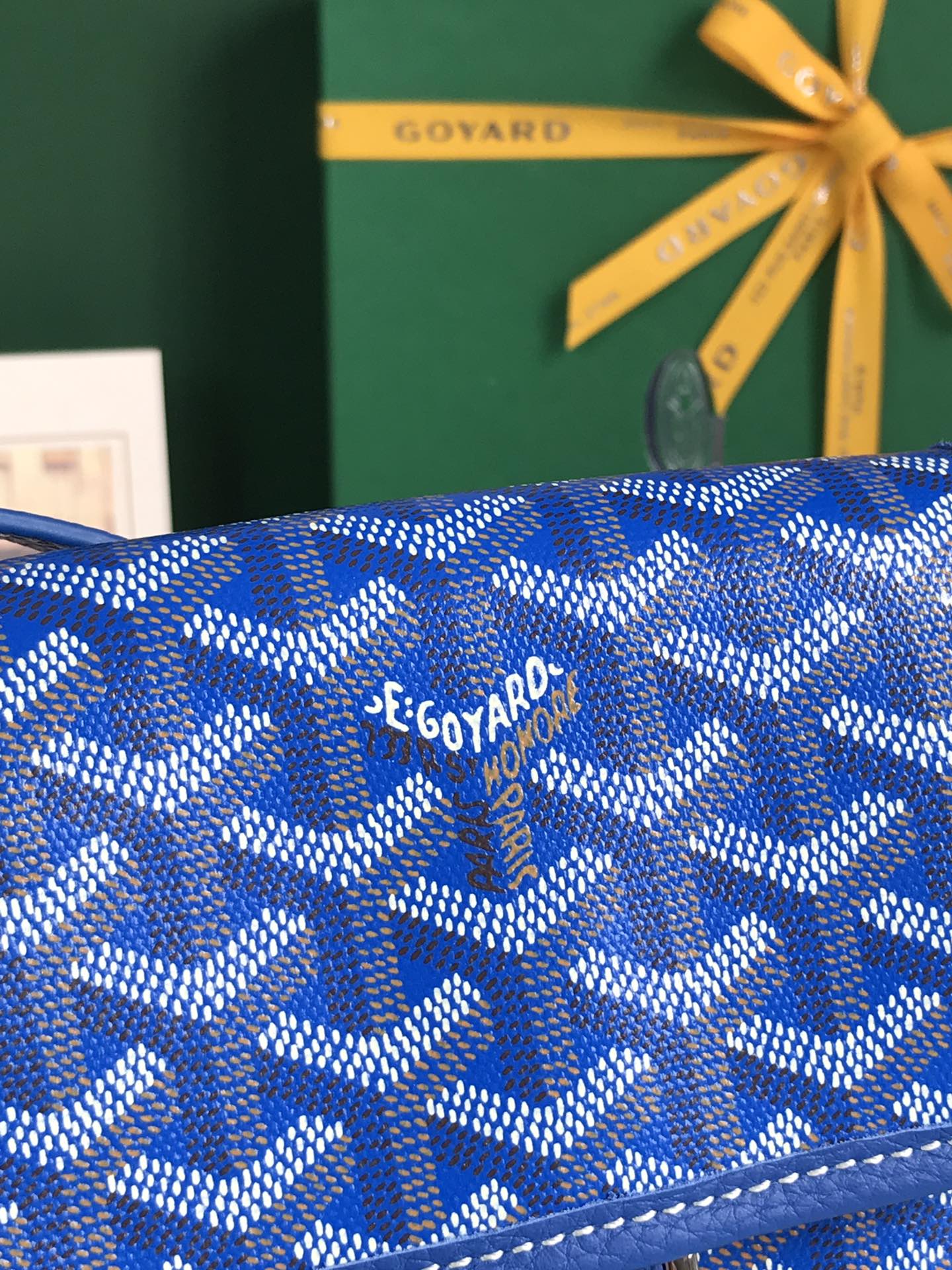 GRAND BLEU 16 IN SAPPHIRE BLUE GOYARDINE CANVAS AND LAMBSKIN