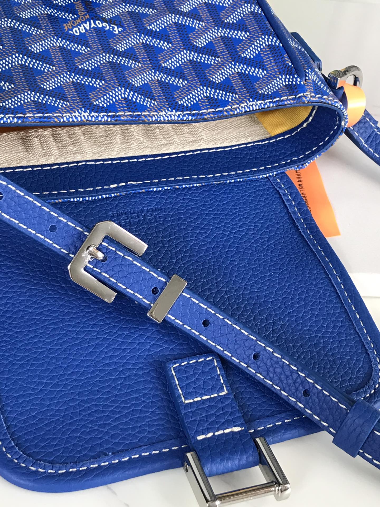 GRAND BLEU 16 IN SAPPHIRE BLUE GOYARDINE CANVAS AND LAMBSKIN