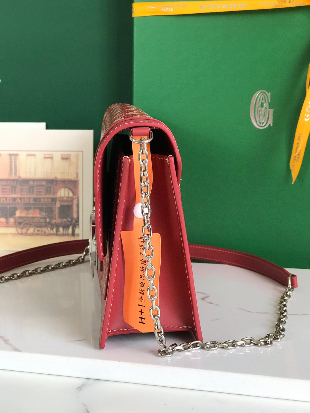 DUCHESSE MARIE-CAROLINE BAG 25 IN RED GOYARDINE CANVAS AND SMOOTH CALFSKIN