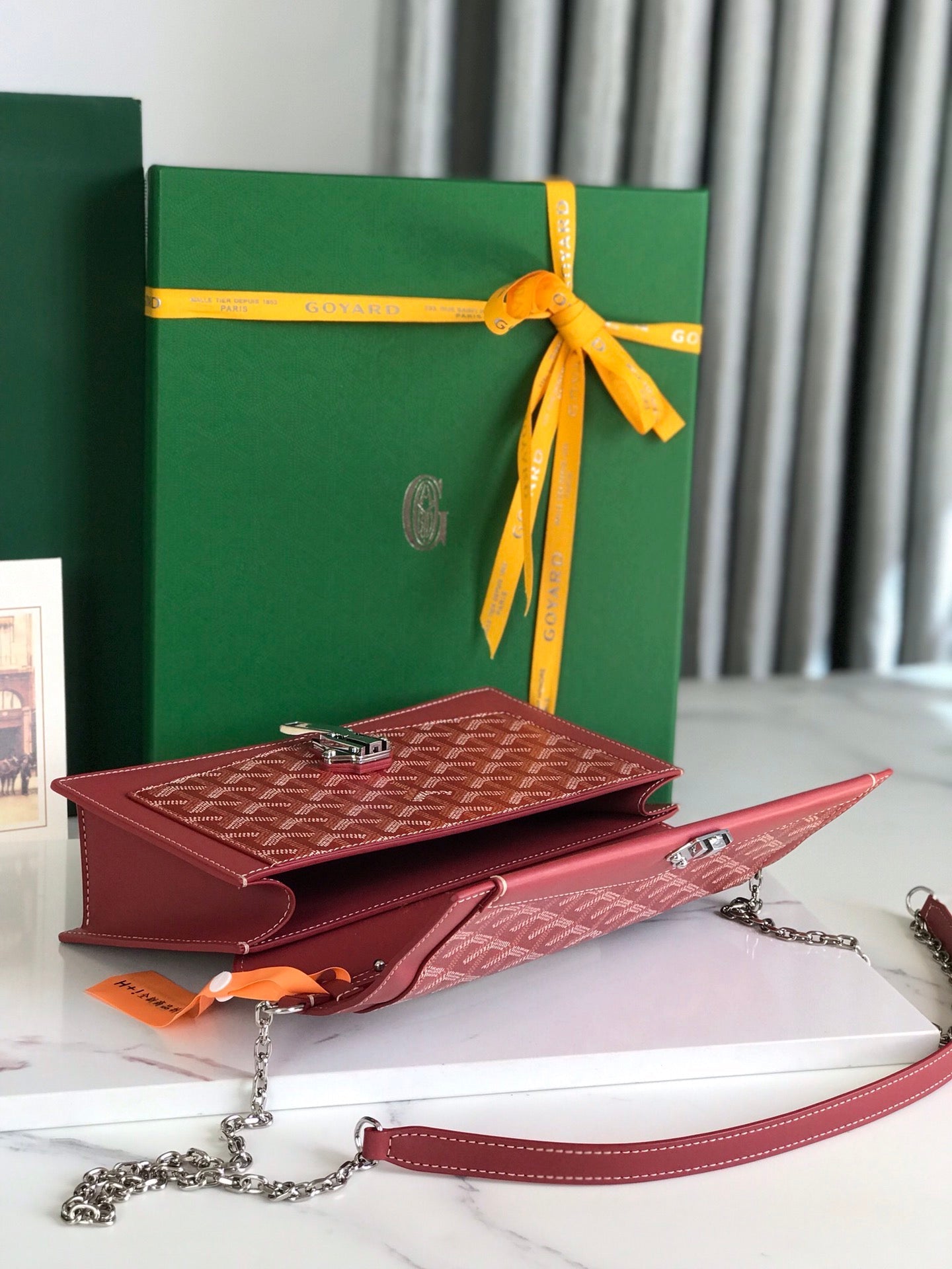 DUCHESSE MARIE-CAROLINE BAG 25 IN RED GOYARDINE CANVAS AND SMOOTH CALFSKIN