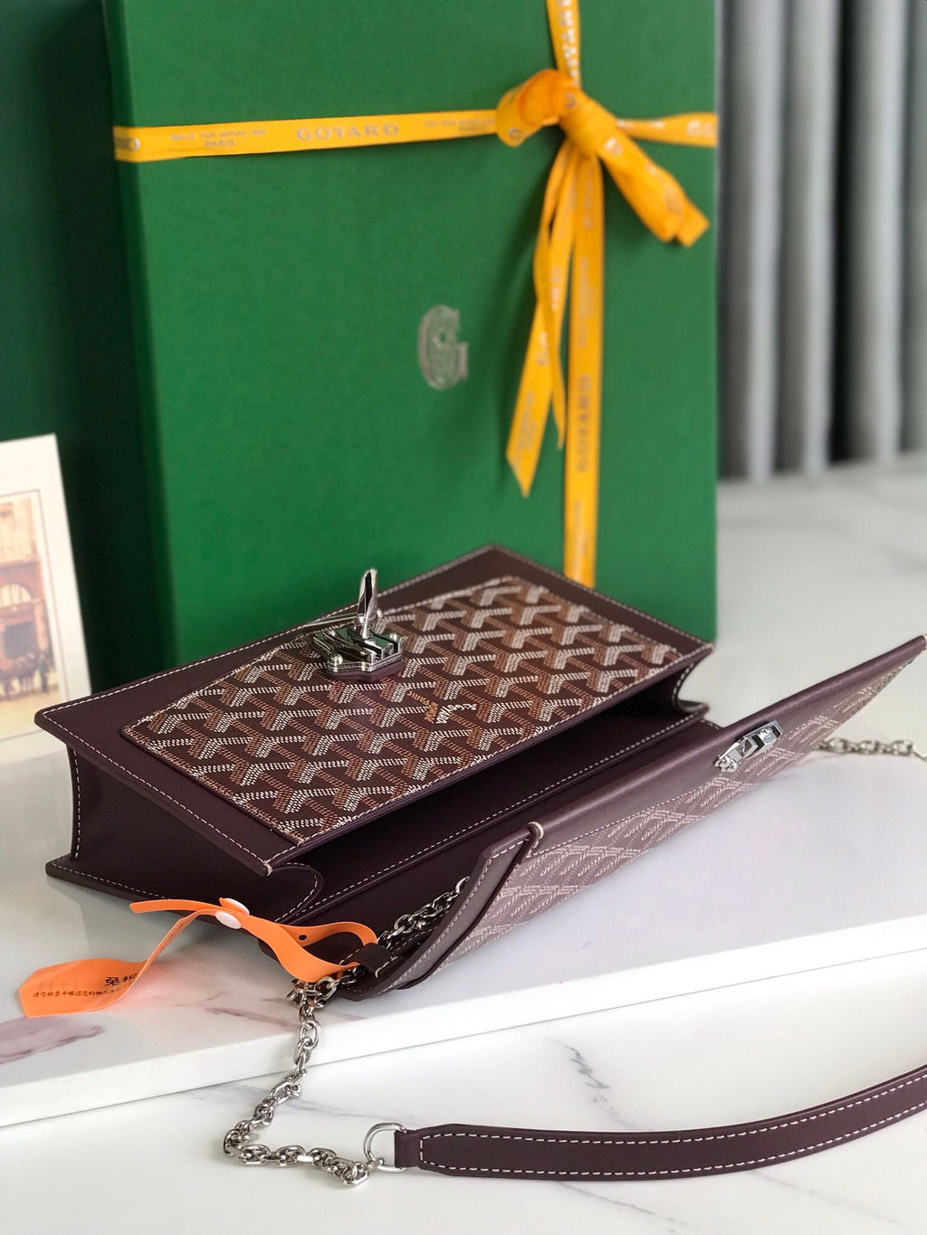 DUCHESSE MARIE-CAROLINE BAG 25 IN WINE RED GOYARDINE CANVAS AND SMOOTH CALFSKIN