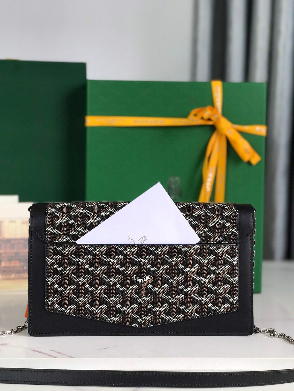 DUCHESSE MARIE-CAROLINE BAG 25 IN BLACK GOYARDINE CANVAS AND SMOOTH CALFSKIN