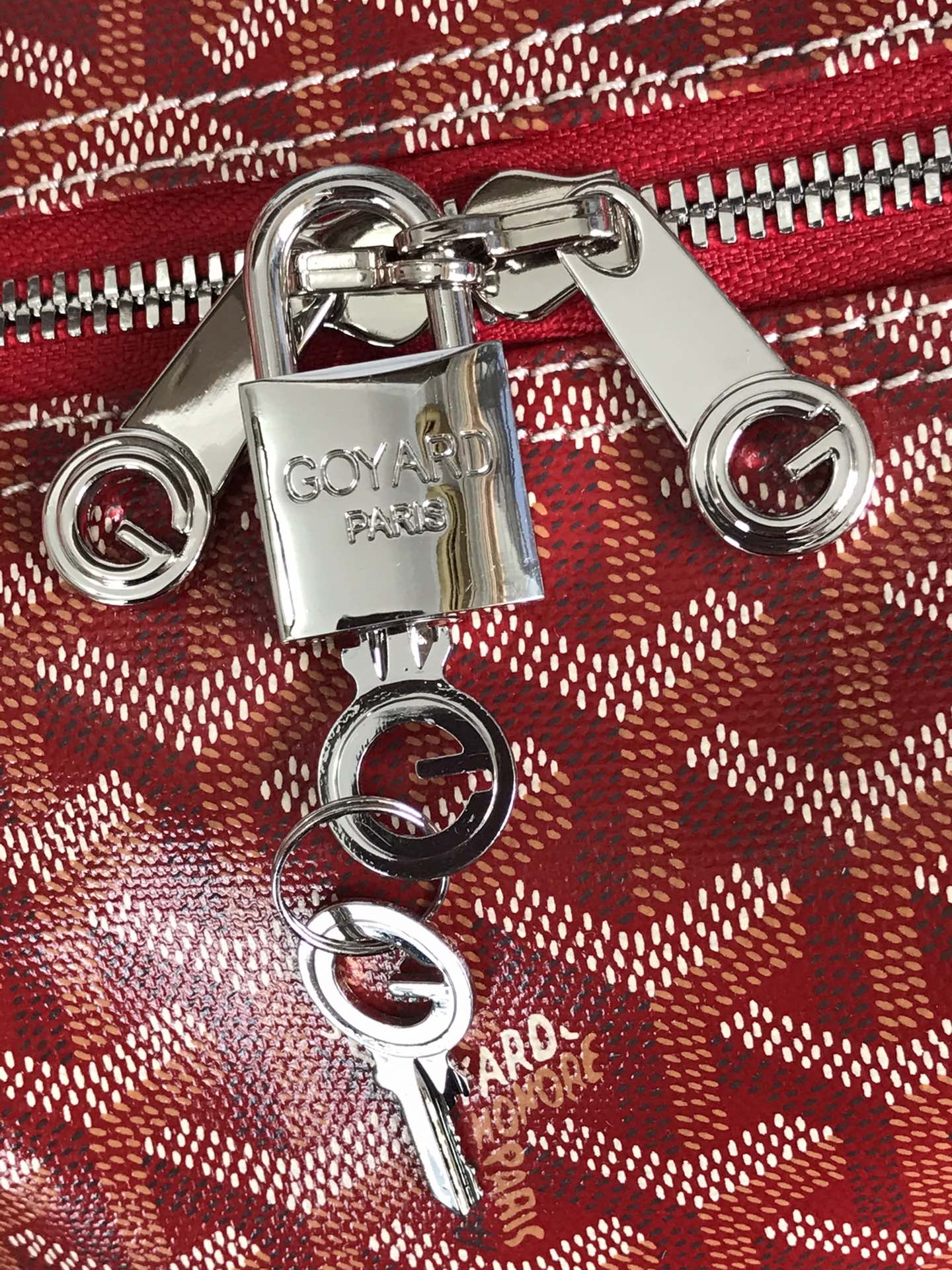 BOSTON 50 BAG IN RED GOYARDINE CANVAS AND CALFSKIN TRIM