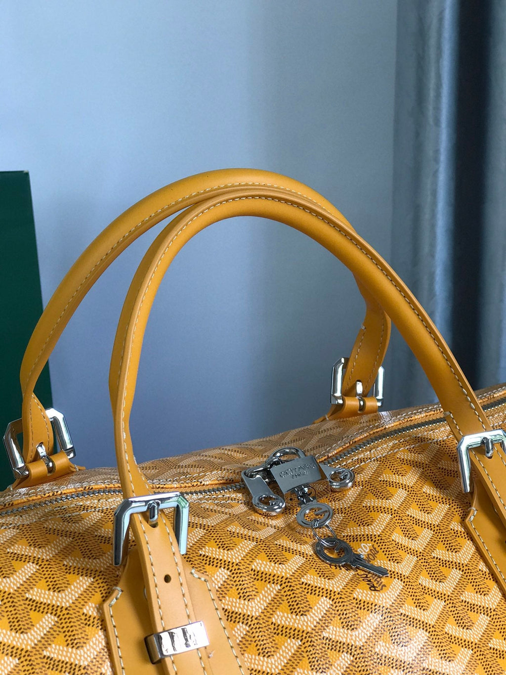 BOSTON 50 BAG IN YELLOW GOYARDINE CANVAS AND CALFSKIN TRIM