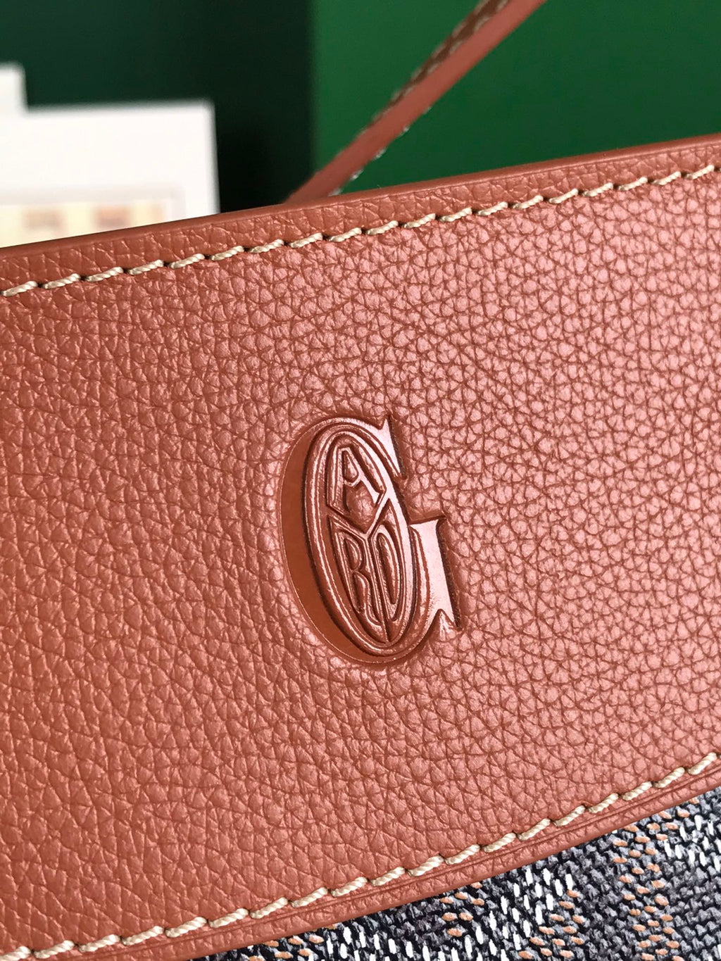 HIRONDELLE BAG 25 IN TAN LAMBSKIN AND BLACK GOYARDINE CANVAS