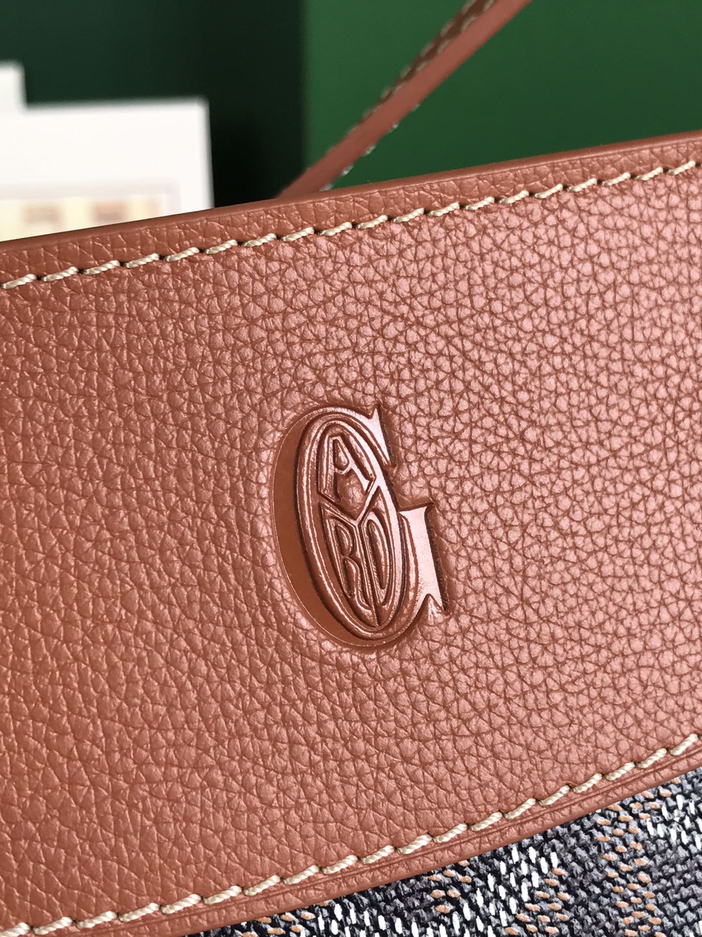 HIRONDELLE BAG 25 IN TAN LAMBSKIN AND BLACK GOYARDINE CANVAS