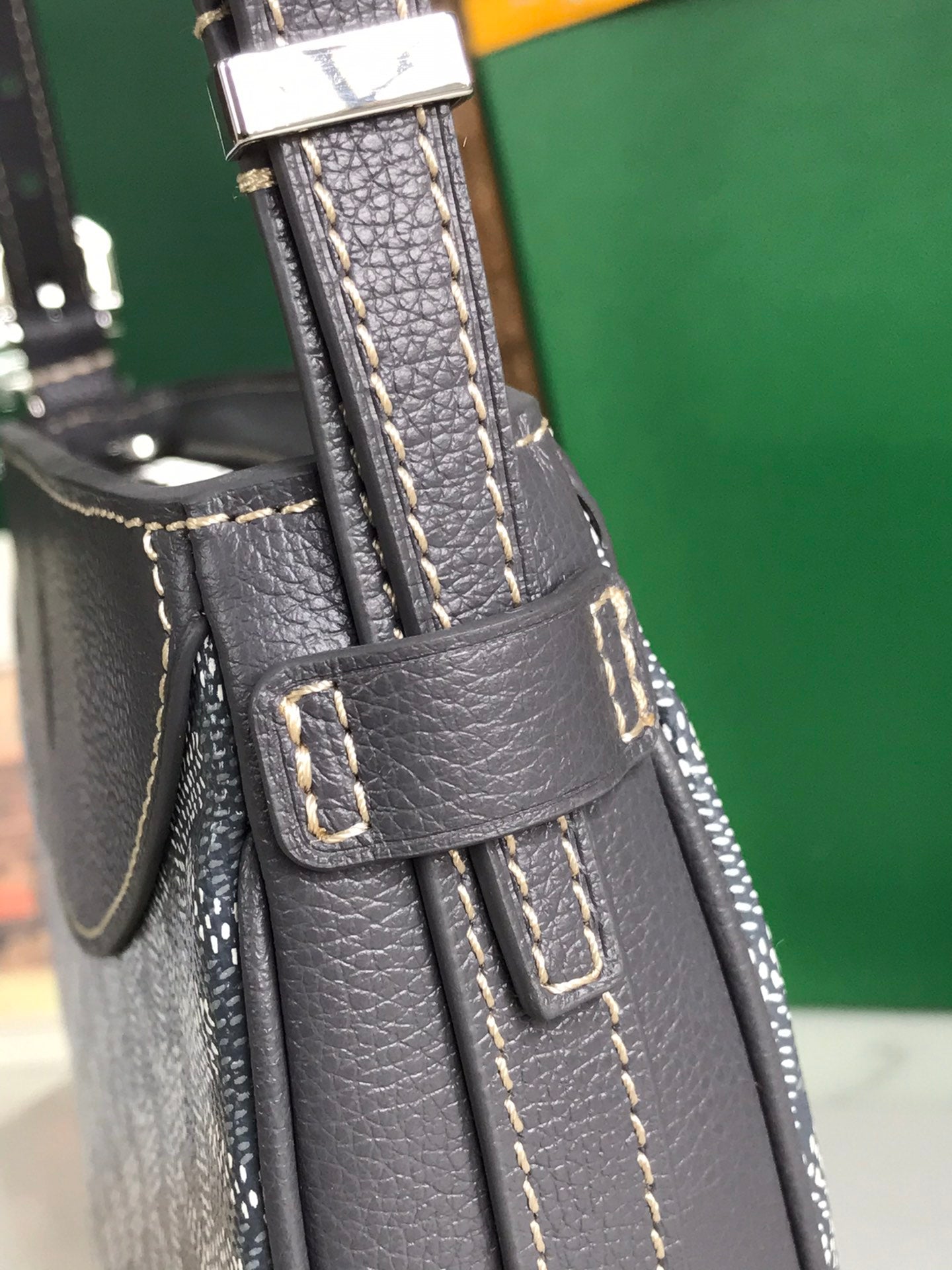 HIRONDELLE BAG 25 IN GRAY LAMBSKIN AND GOYARDINE CANVAS