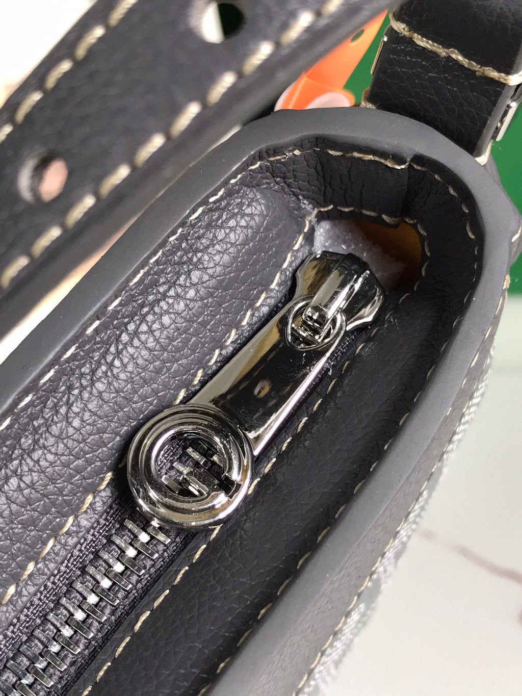 HIRONDELLE BAG 25 IN GRAY LAMBSKIN AND GOYARDINE CANVAS