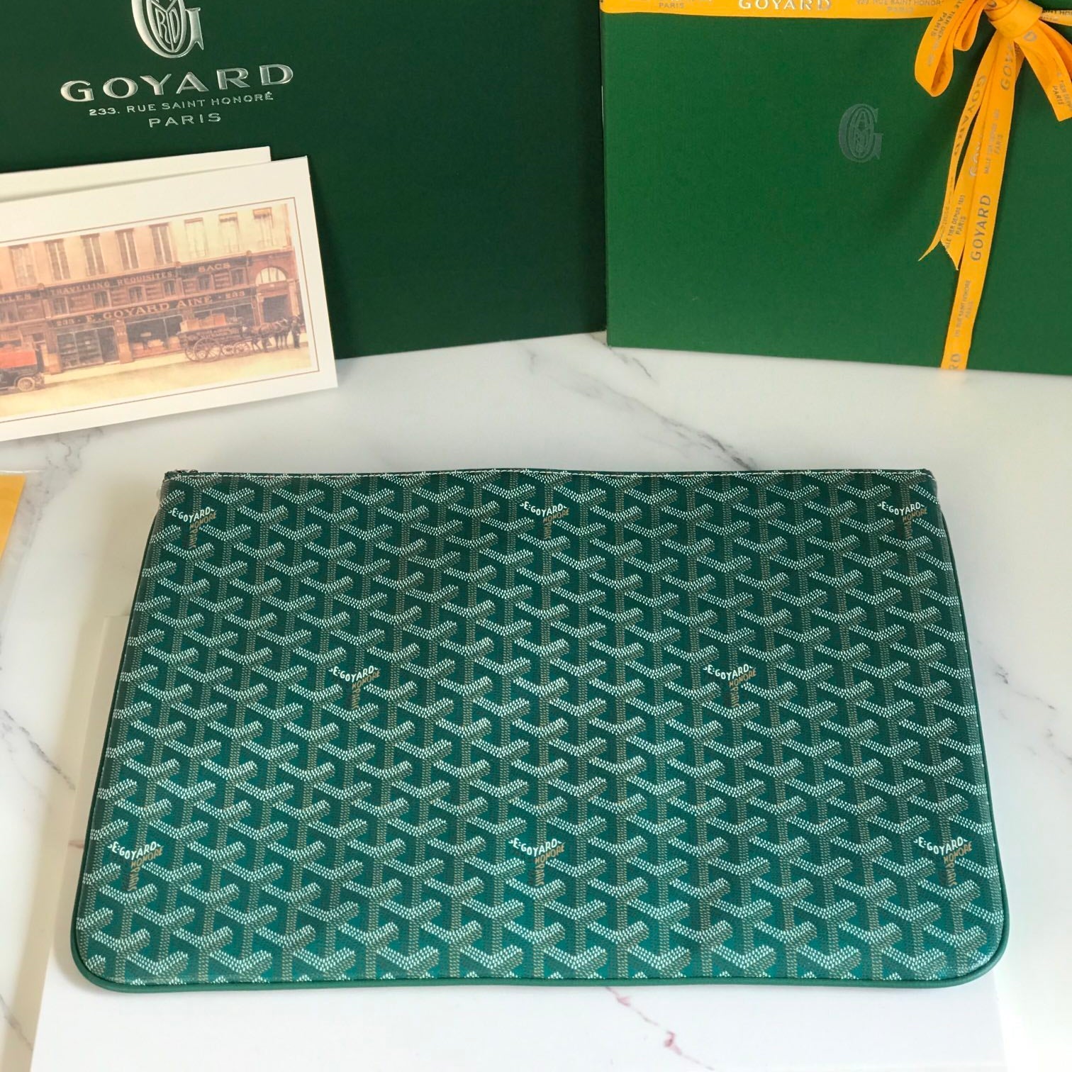 SÉNAT MGM POUCH 40 IN GREEN GOYARDINE CANVAS