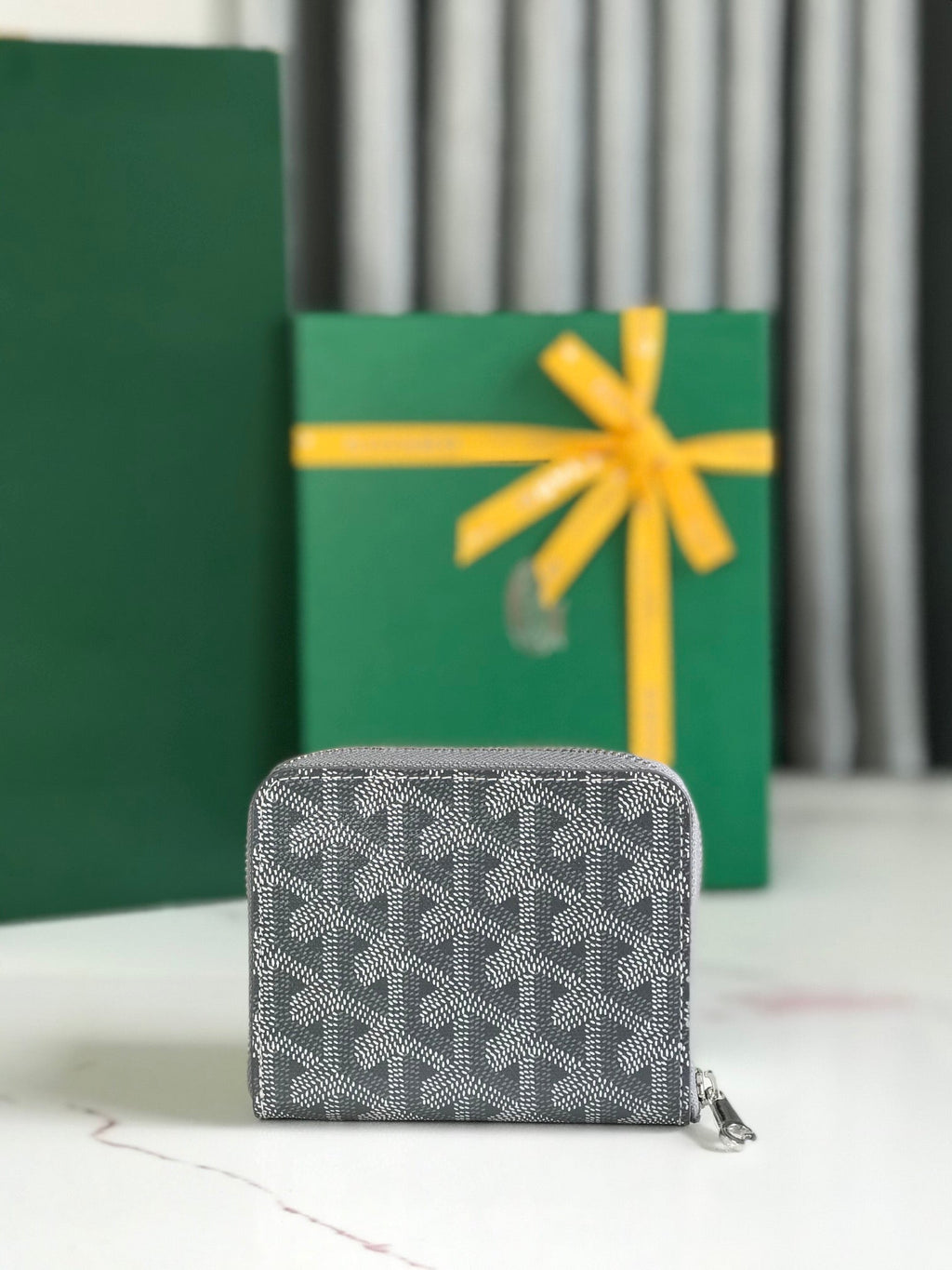 MATIGNON MINI WALLET 11 IN GRAY GOYARDINE CANVAS AND CALFSKIN