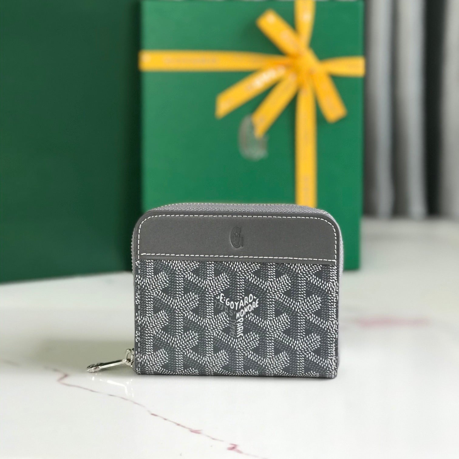 MATIGNON MINI WALLET 11 IN GRAY GOYARDINE CANVAS AND CALFSKIN