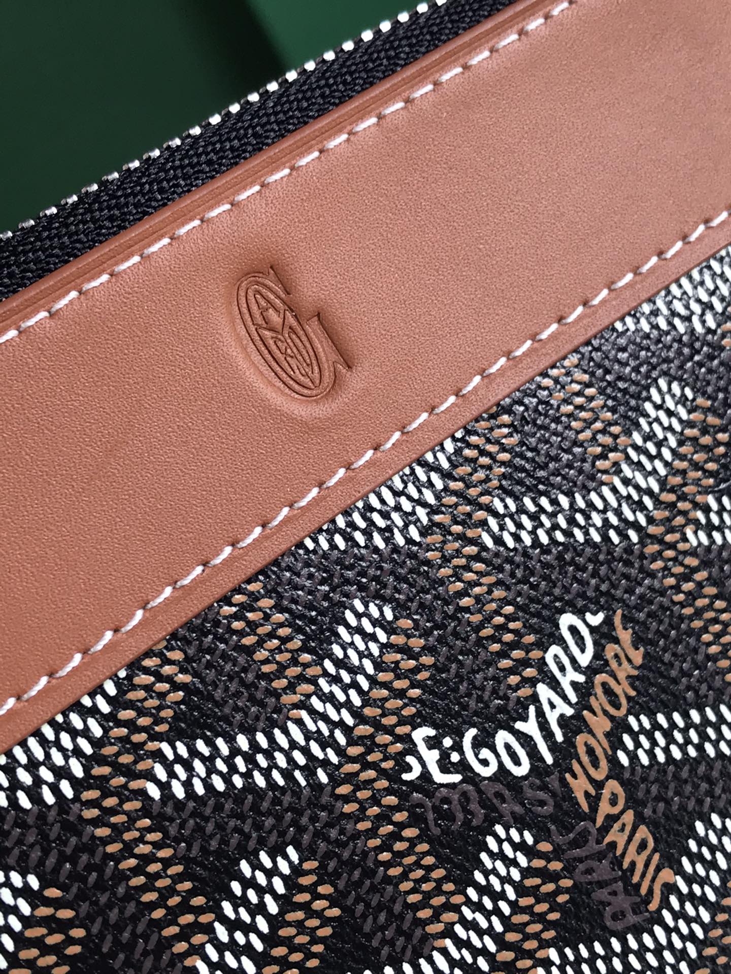 MATIGNON MINI WALLET 11 IN BLACK GOYARDINE CANVAS AND TAN CALFSKIN