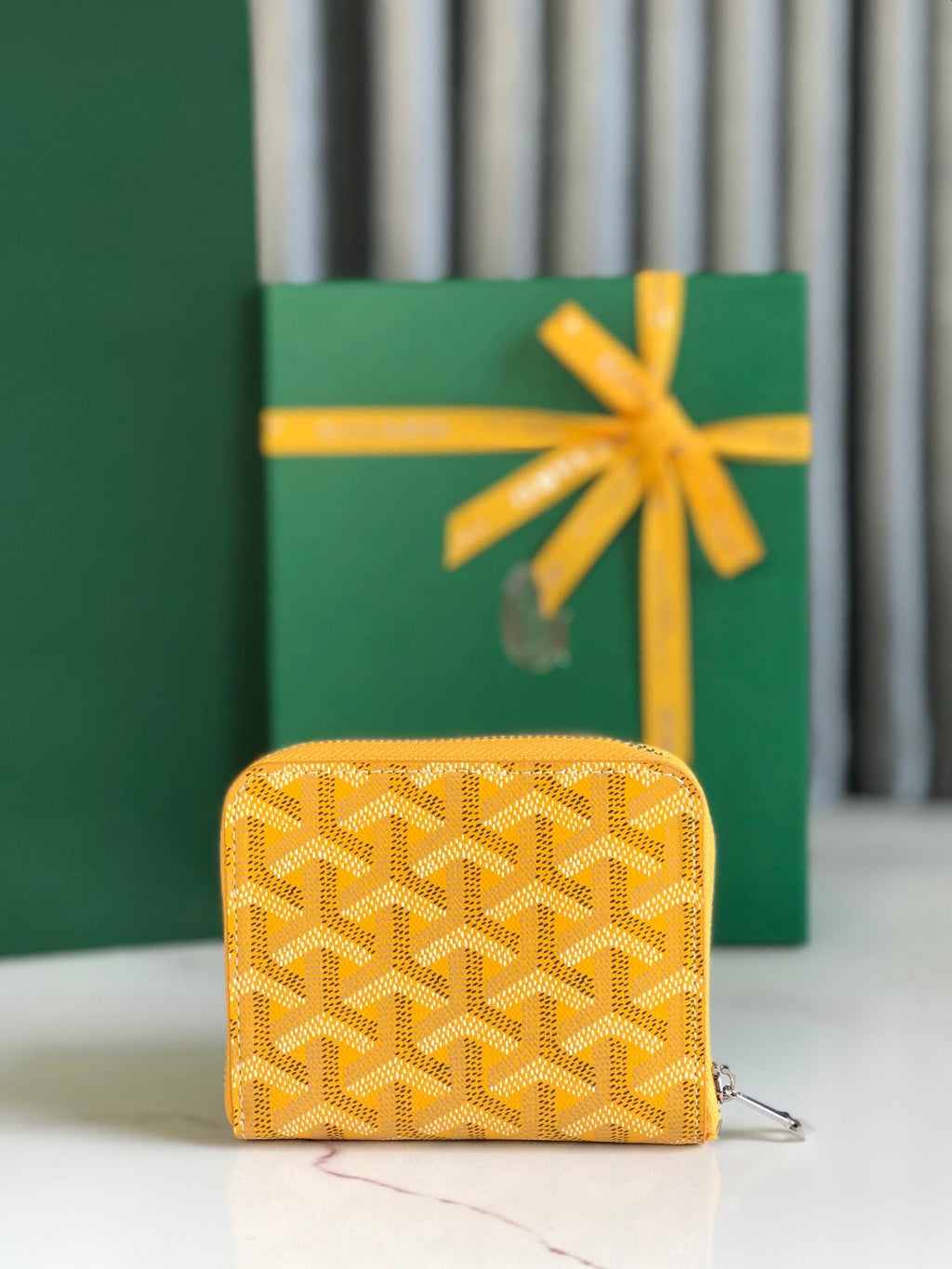 MATIGNON MINI WALLET 11 IN YELLOW GOYARDINE CANVAS AND CALFSKIN