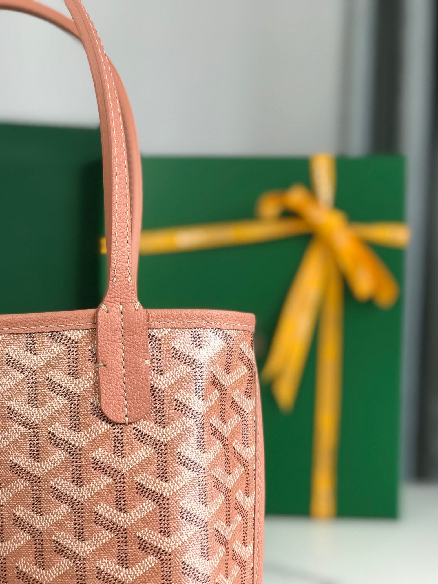 ANJOU MINI BAG 20 IN MANHATTAN PINK  CALFSKIN AND GOYARDINE CANVAS