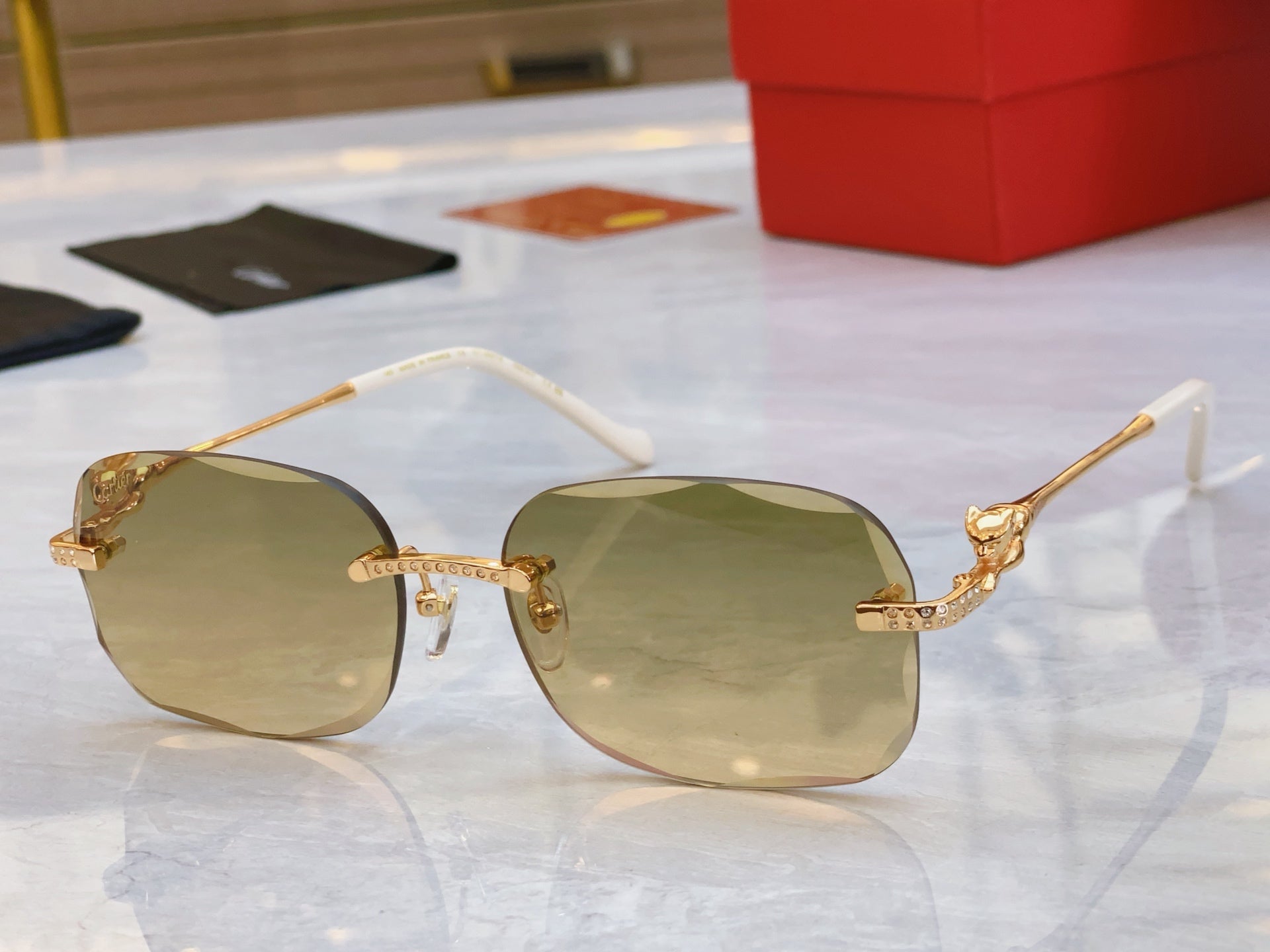 PANTHÈRE RECTANGULAR SUNGLASSES 575935 IN METAL