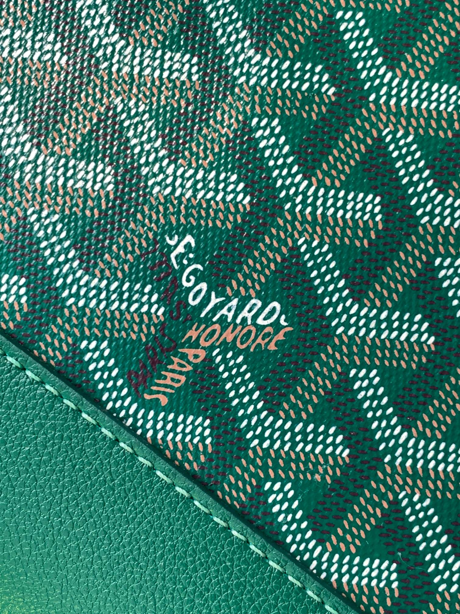 CISALPIN DOCUMENT CASE 39 IN GREEN GOYARDINE CANVAS AND CALFSKIN