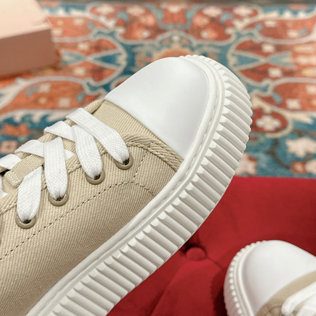 Sneakers Mules Bright Cream Color Canvas