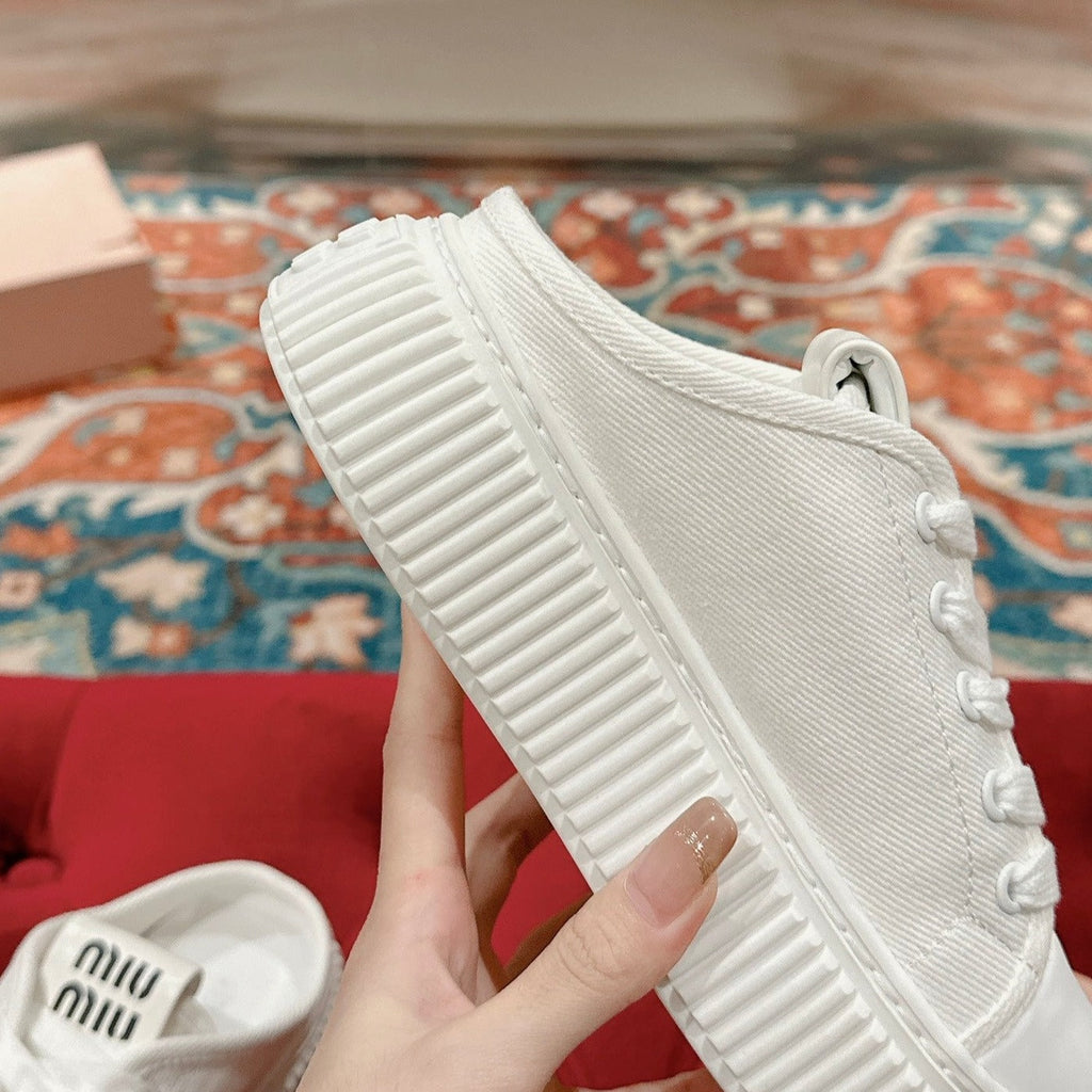 Sneakers Mules White Canvas