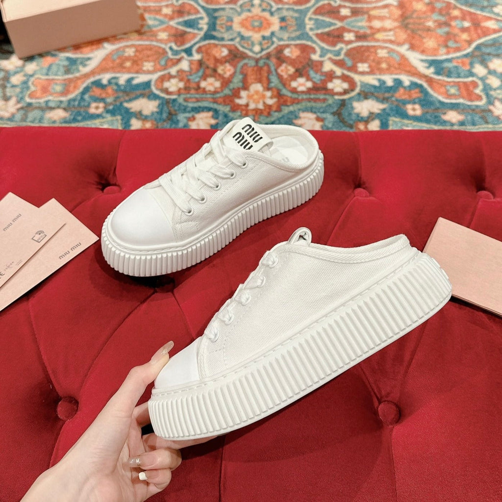 Sneakers Mules White Canvas
