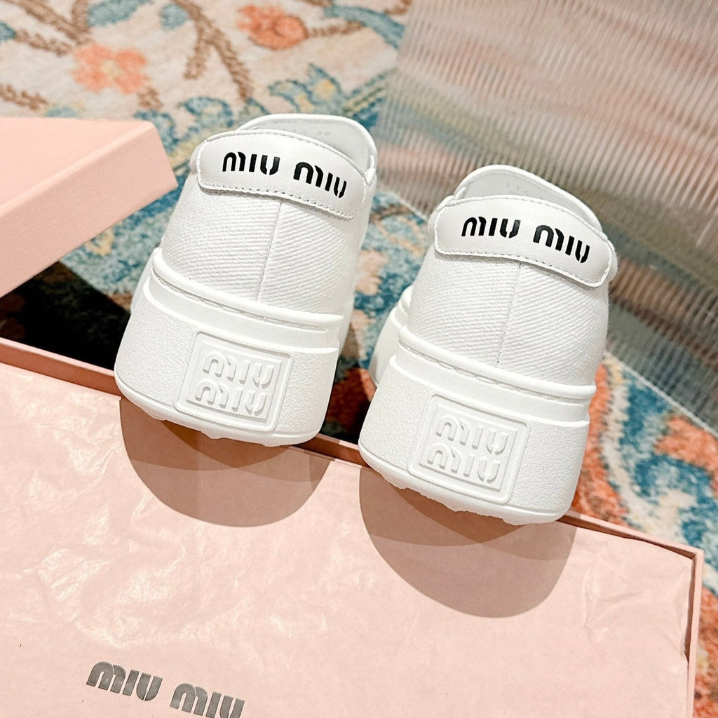 Slip-on Shoes  High Sole White Canvas