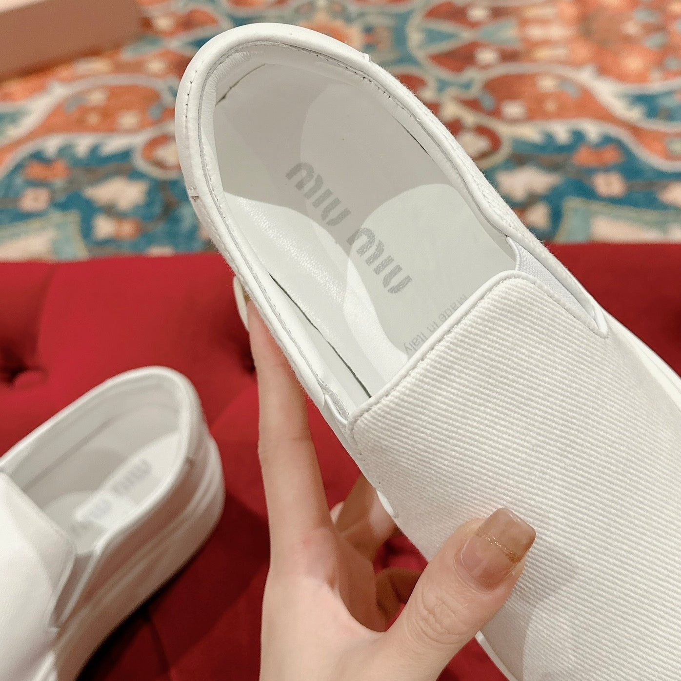 Slip-on Shoes  High Sole White Canvas
