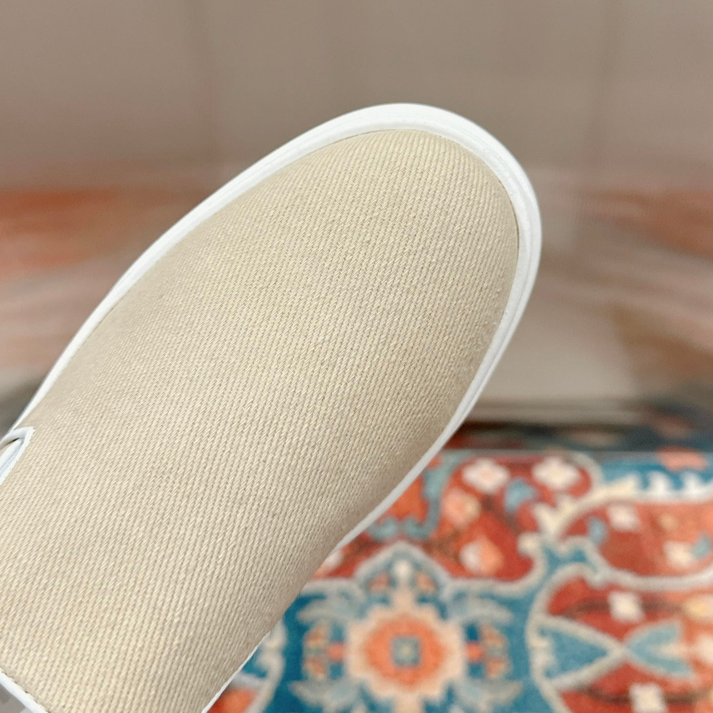 Slip-on Shoes High Sole Cream Color Canvas