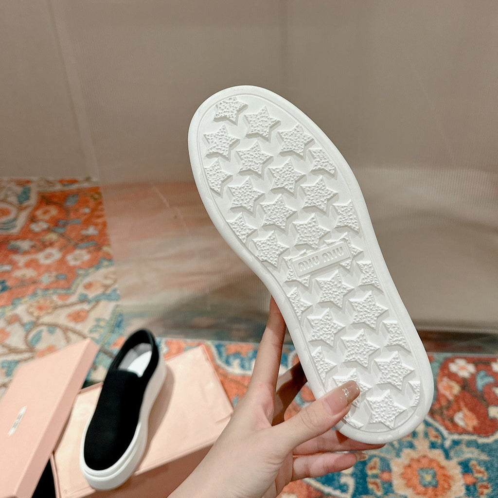 Slip-on Shoes  High Sole Black Canvas