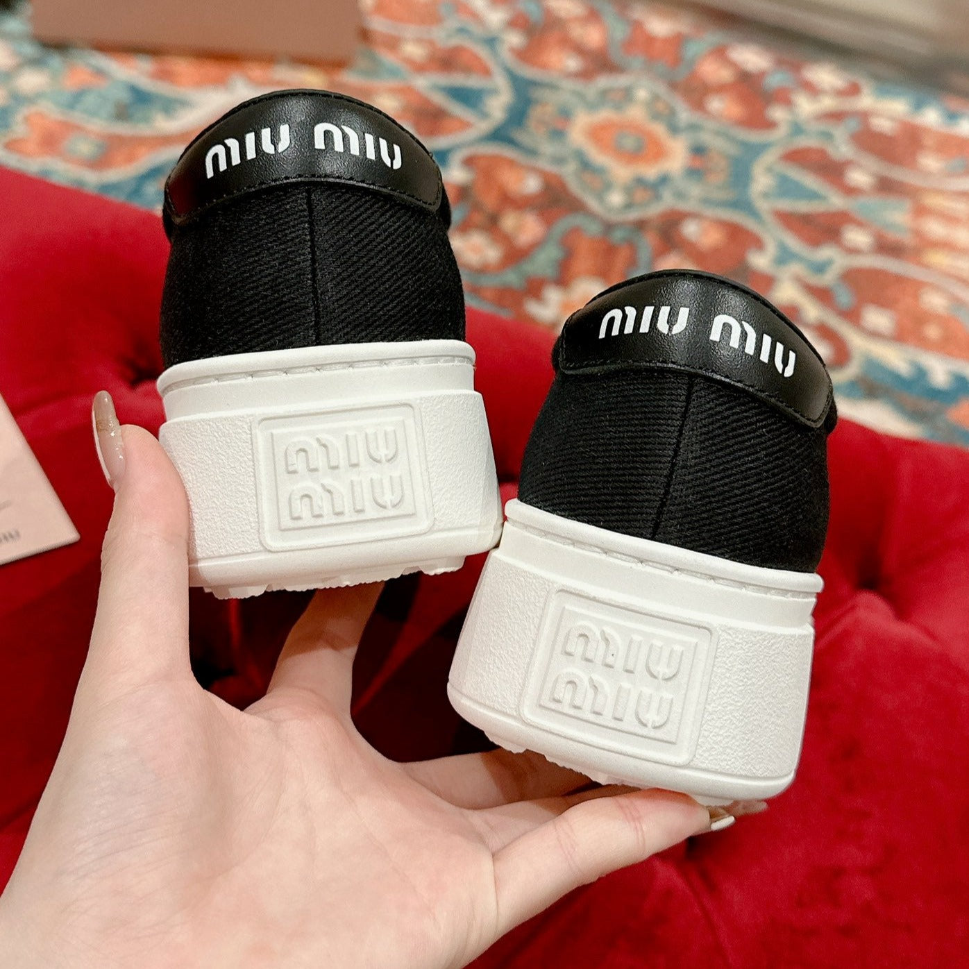 Slip-on Shoes  High Sole Black Canvas