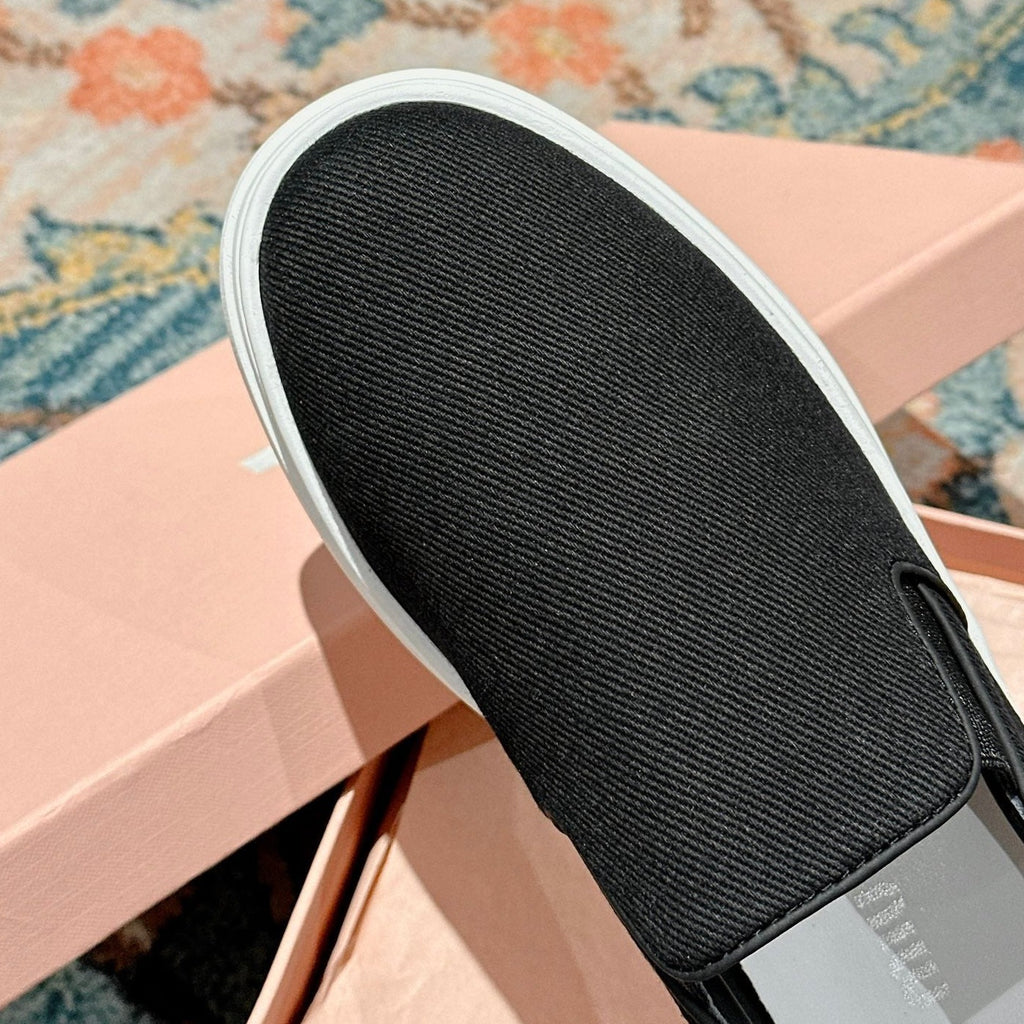 Slip-on Shoes  High Sole Black Canvas
