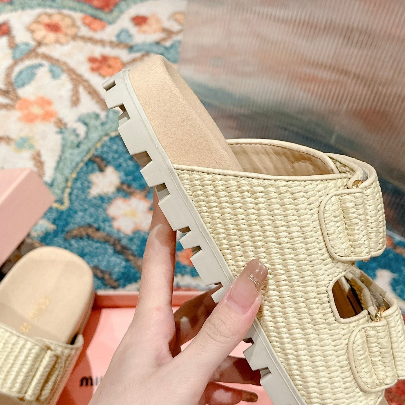 Women's Sandals Bright Cream Sheepskin With Straps