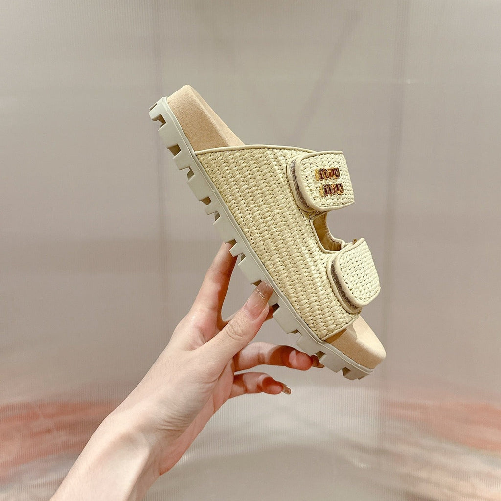 Women's Sandals Bright Cream Sheepskin With Straps