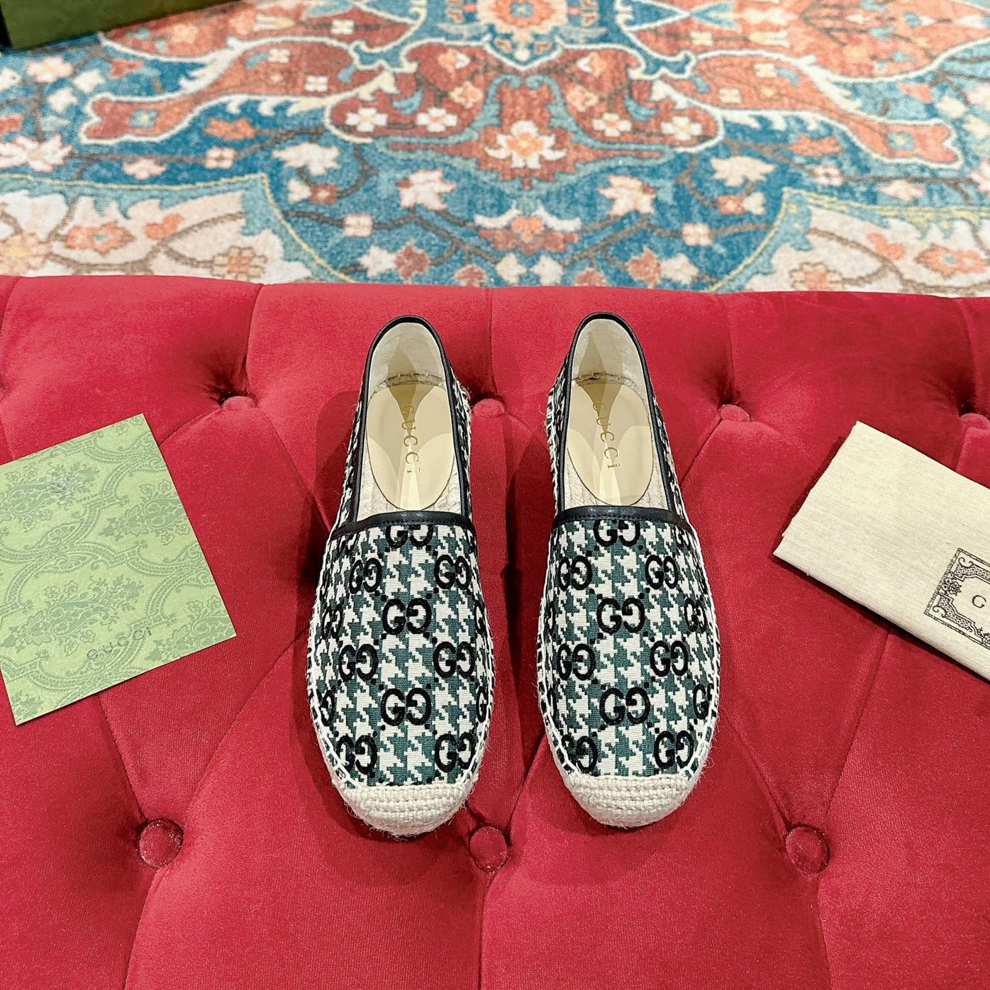 GG ESPADRILLE LOAFER BLACK AND BASIL CANVAS