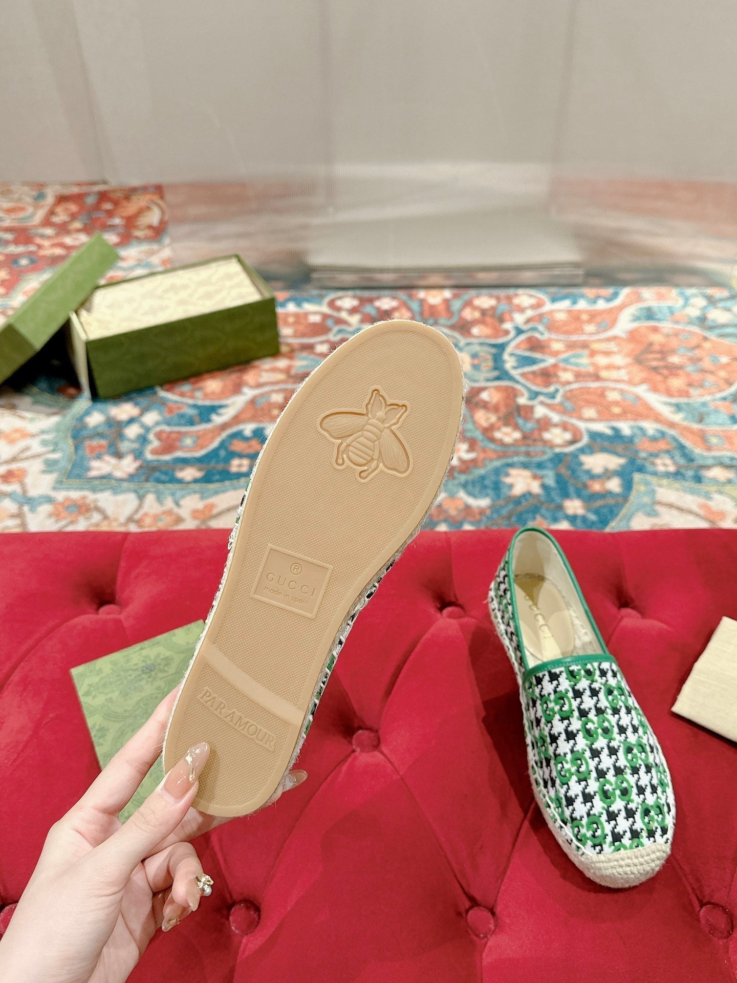 GG ESPADRILLE LOAFER GREEN CANVAS