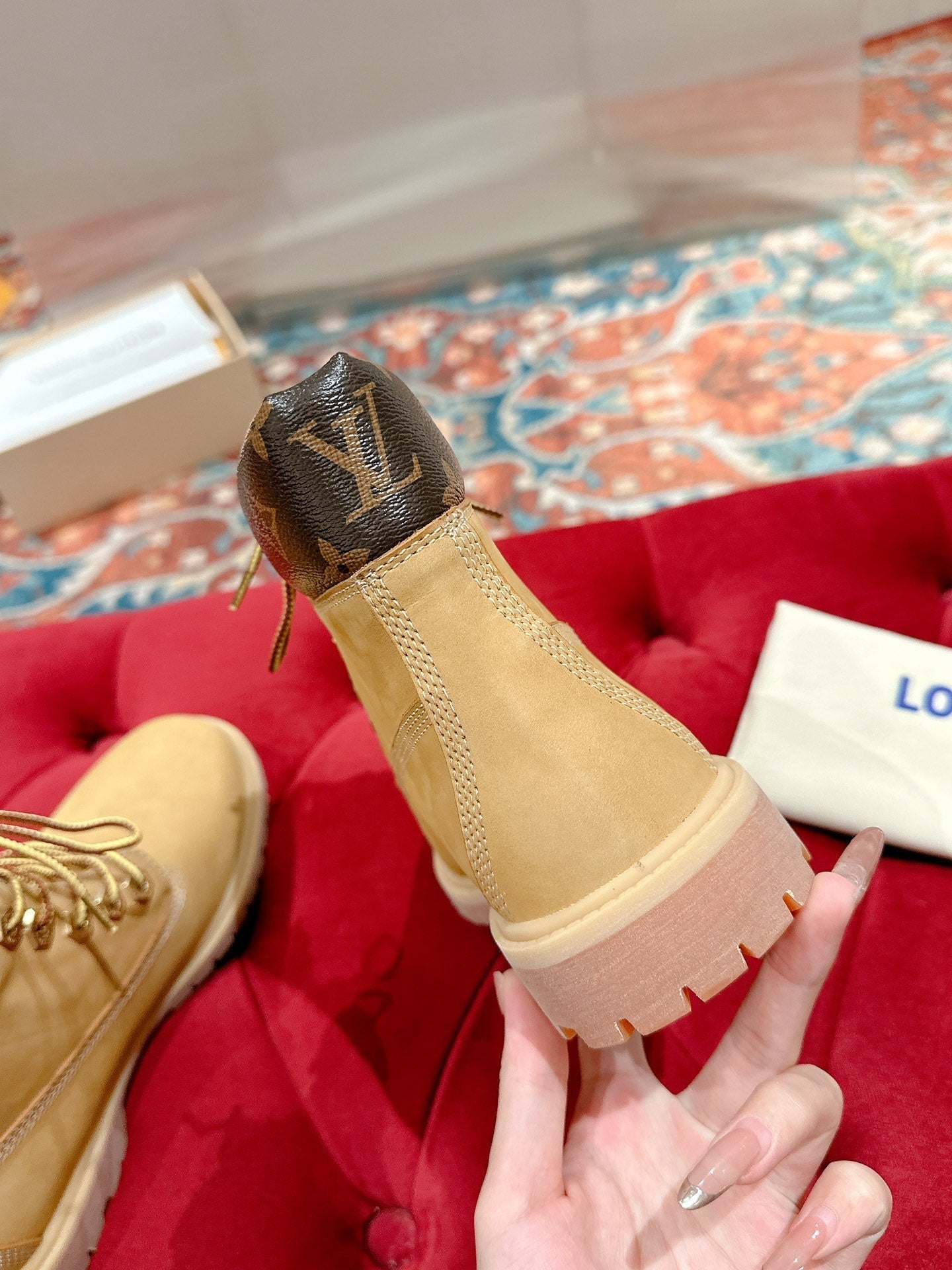 LV X TIMBERLAND ANKLE BOOT IN TORTILLA BROWN SUEDE