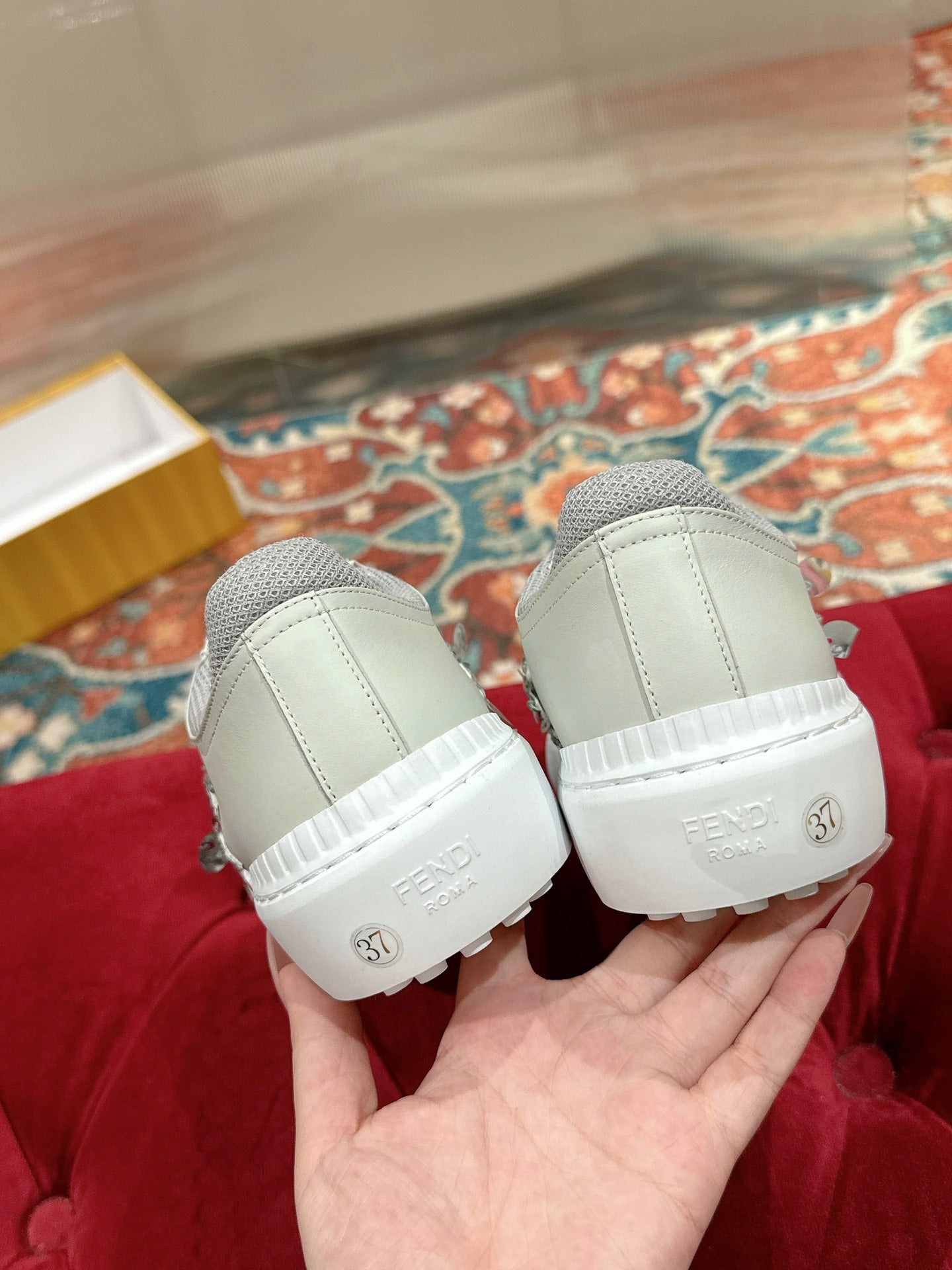 RUNWAY SEQUIN CASUAL SHOES IN PEARL GRAY CALFSKIN