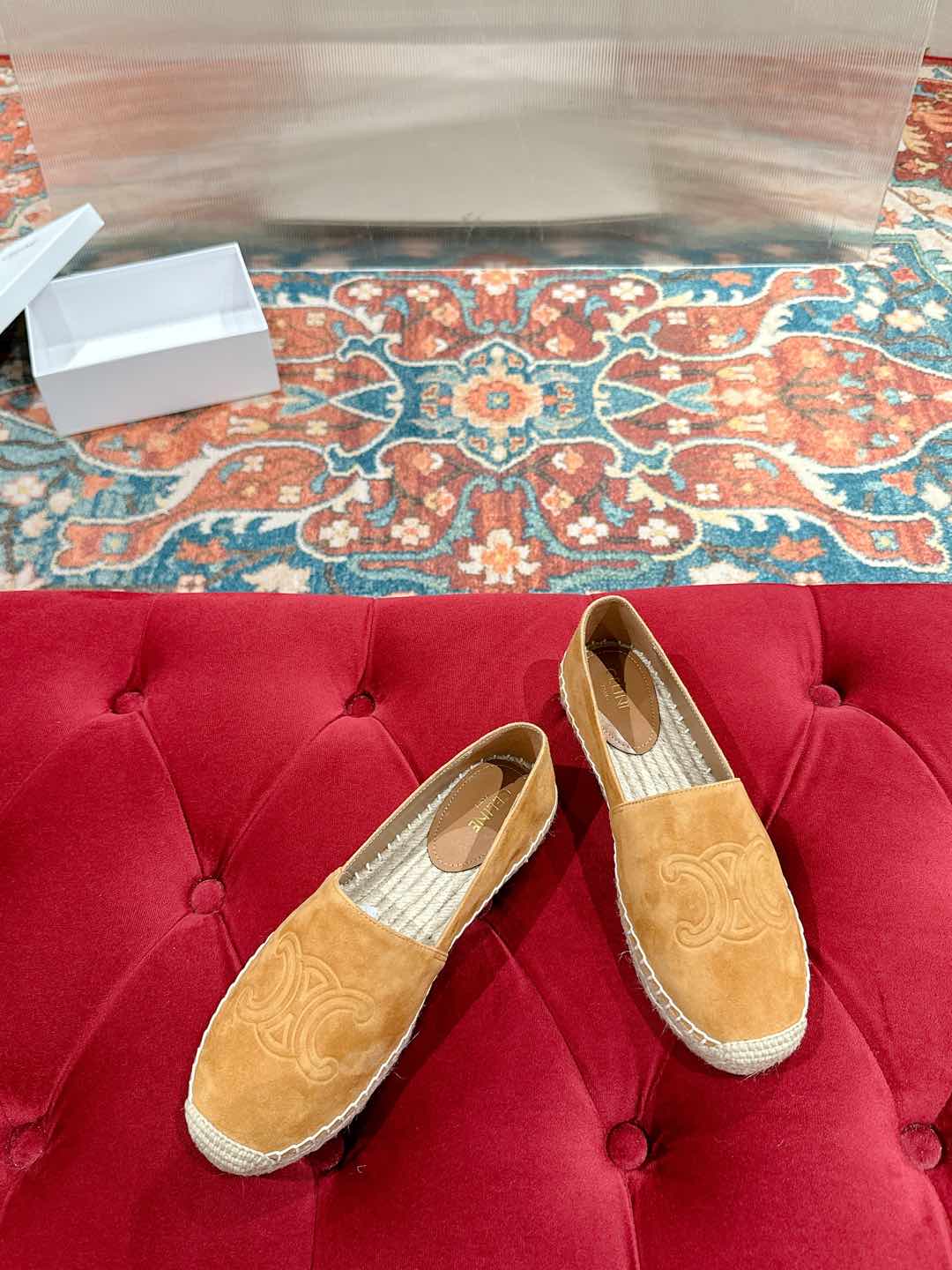 ESPADRILLES PEANUT BROWN SUEDE EMBOSSED LOGO