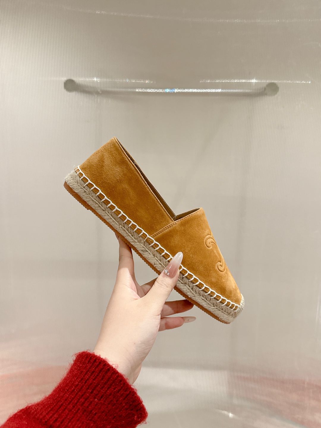 ESPADRILLES PEANUT BROWN SUEDE EMBOSSED LOGO