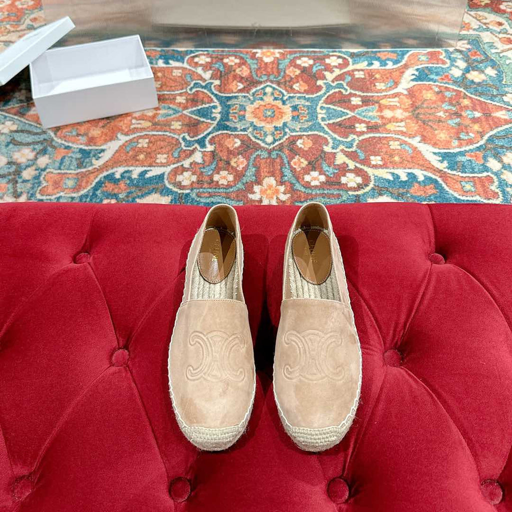 ESPADRILLES BEIGE SUEDE EMBOSSED LOGO