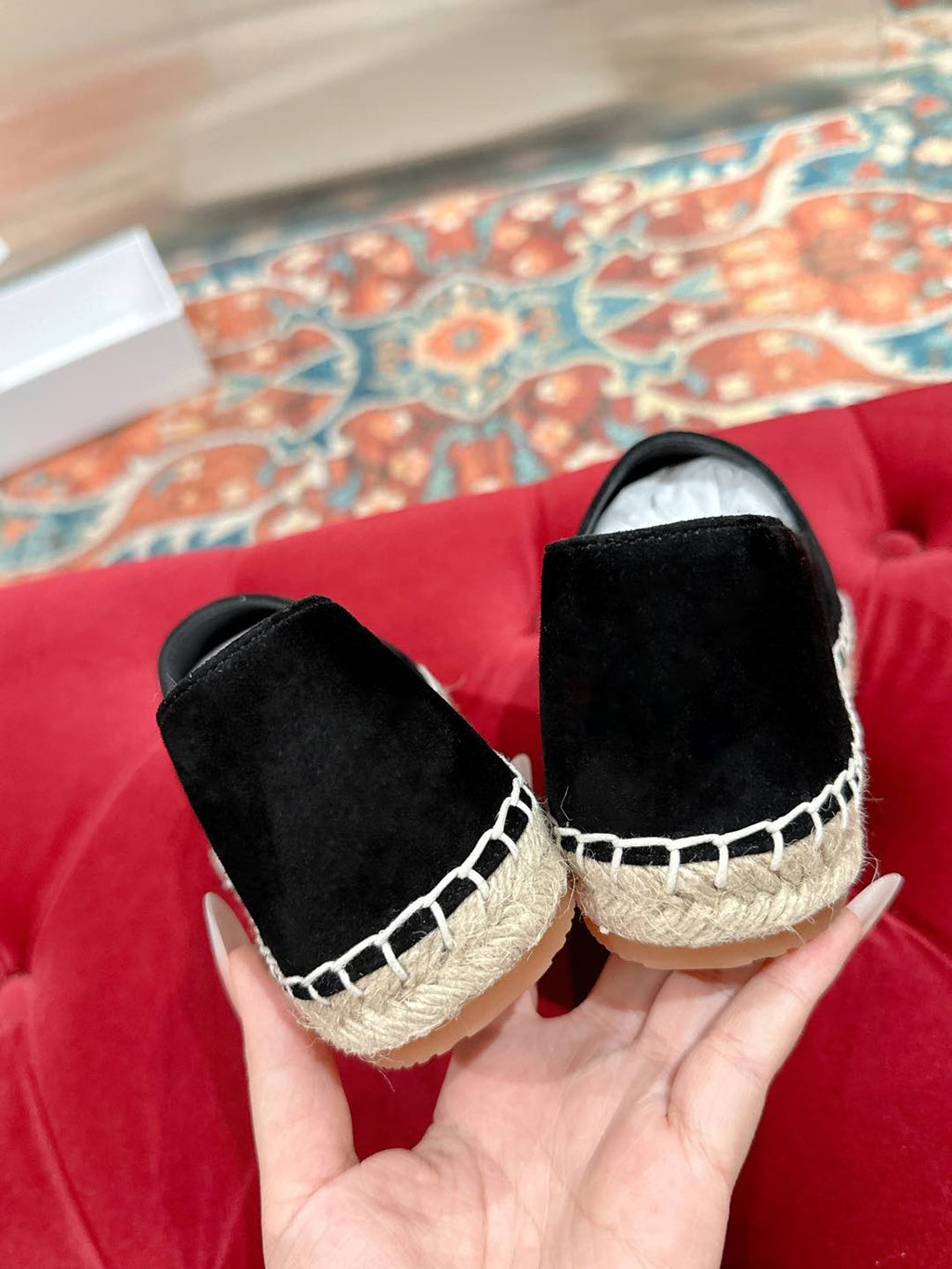 ESPADRILLES BLACK SUEDE EMBOSSED LOGO