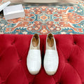 ESPADRILLES WHITE SHINY CALFSKIN EMBOSSED LOGO
