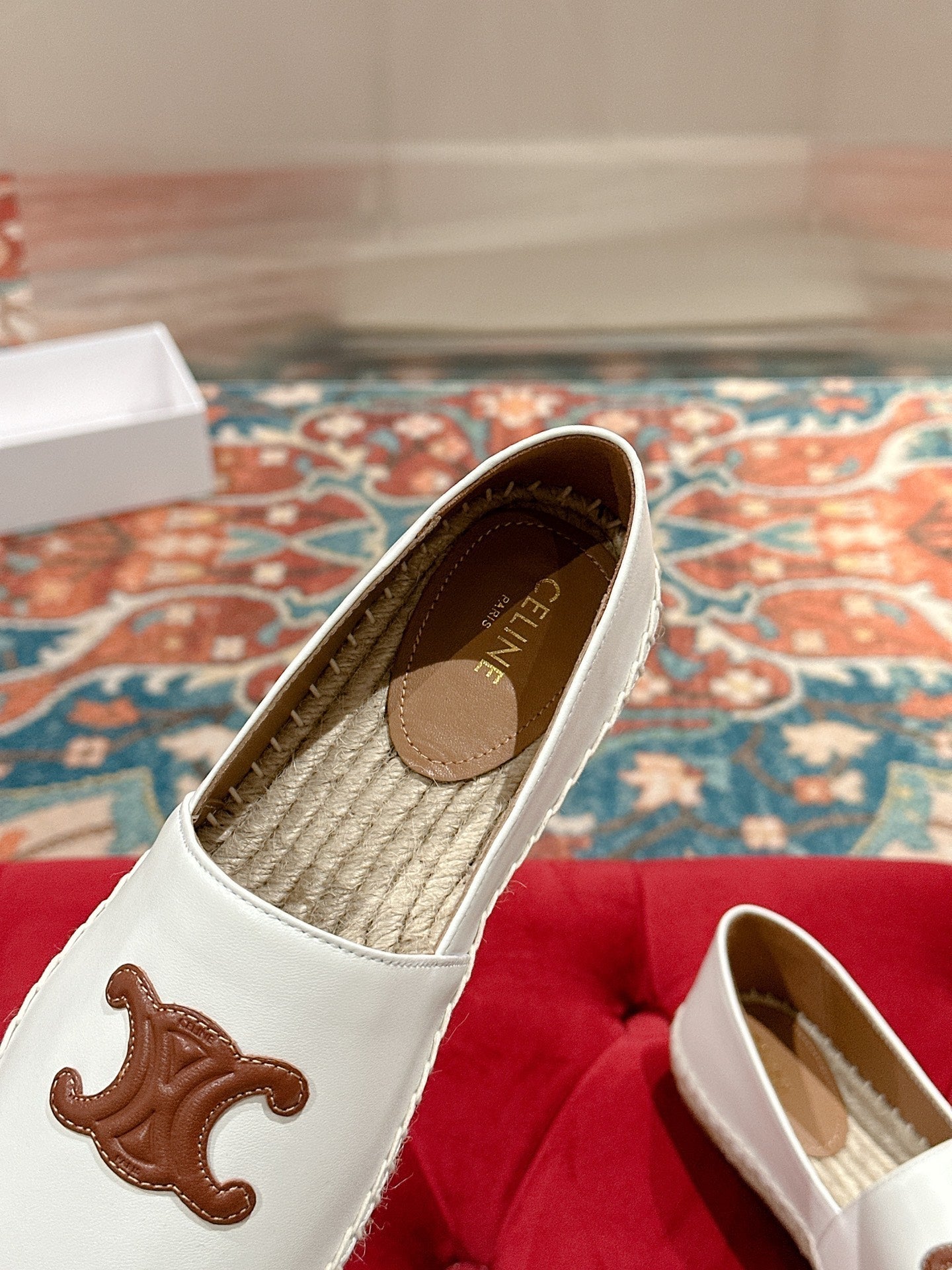 ESPADRILLES WHITE LAMBSKIN BROWN TRIOMPHE