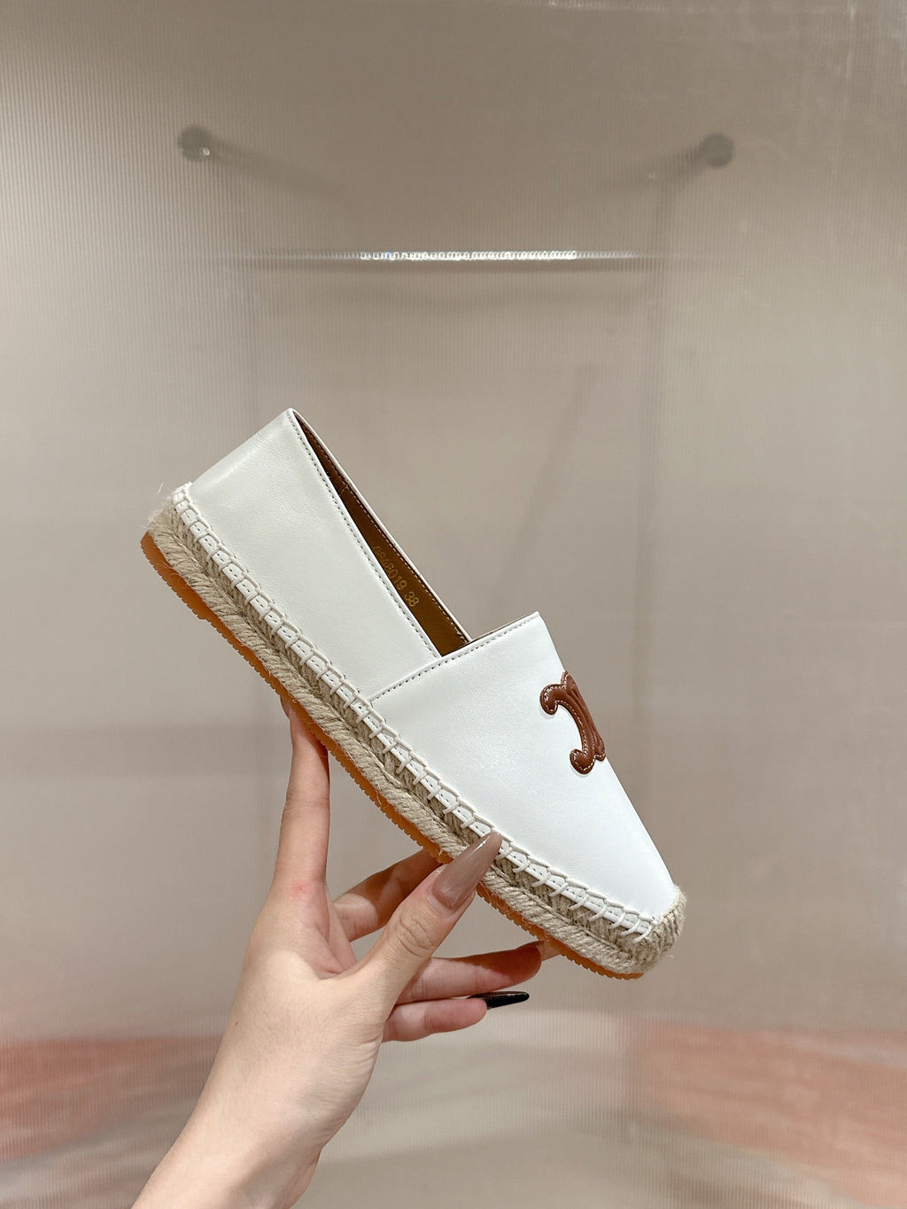 ESPADRILLES WHITE LAMBSKIN BROWN TRIOMPHE