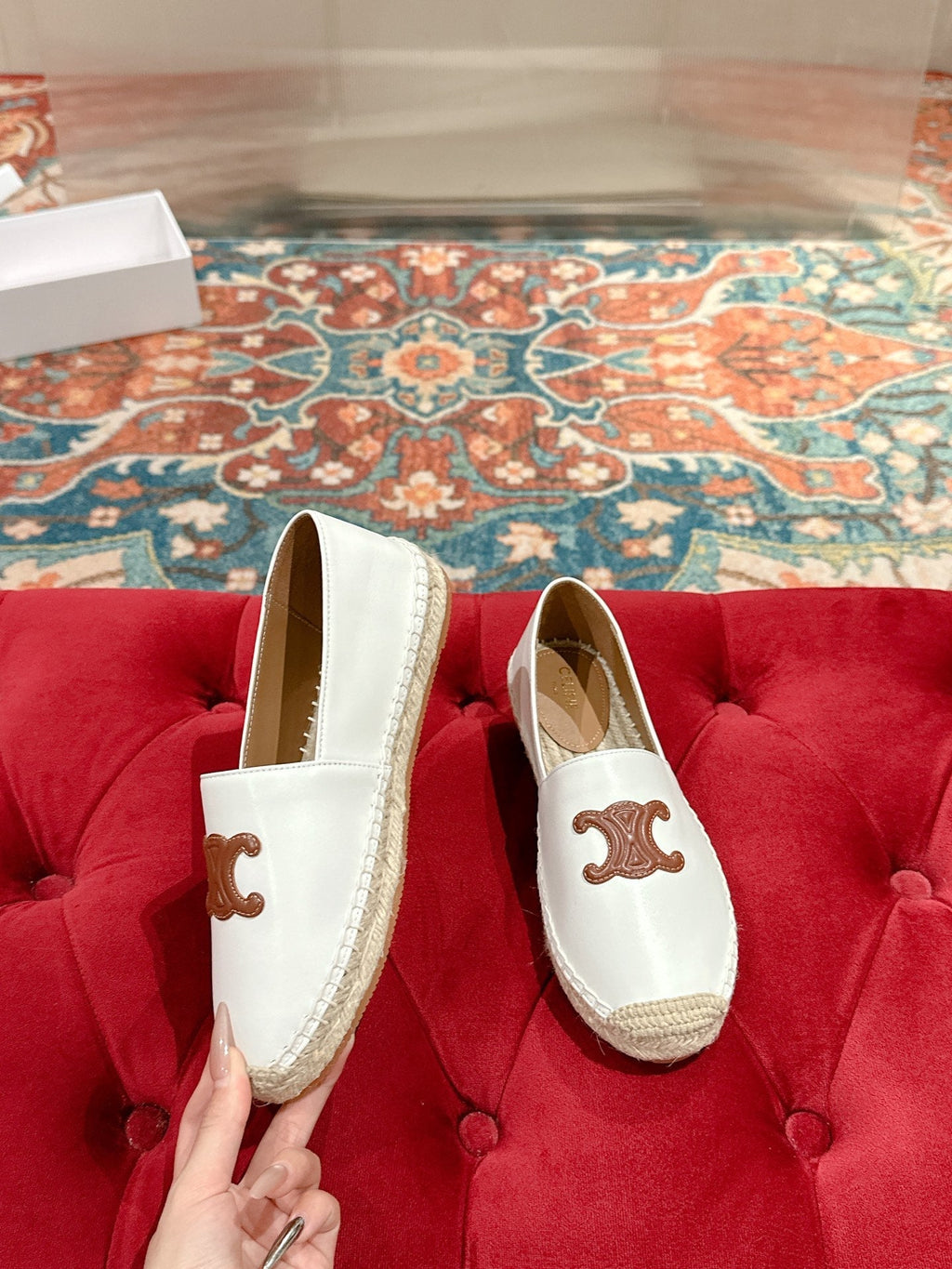 ESPADRILLES WHITE LAMBSKIN BROWN TRIOMPHE