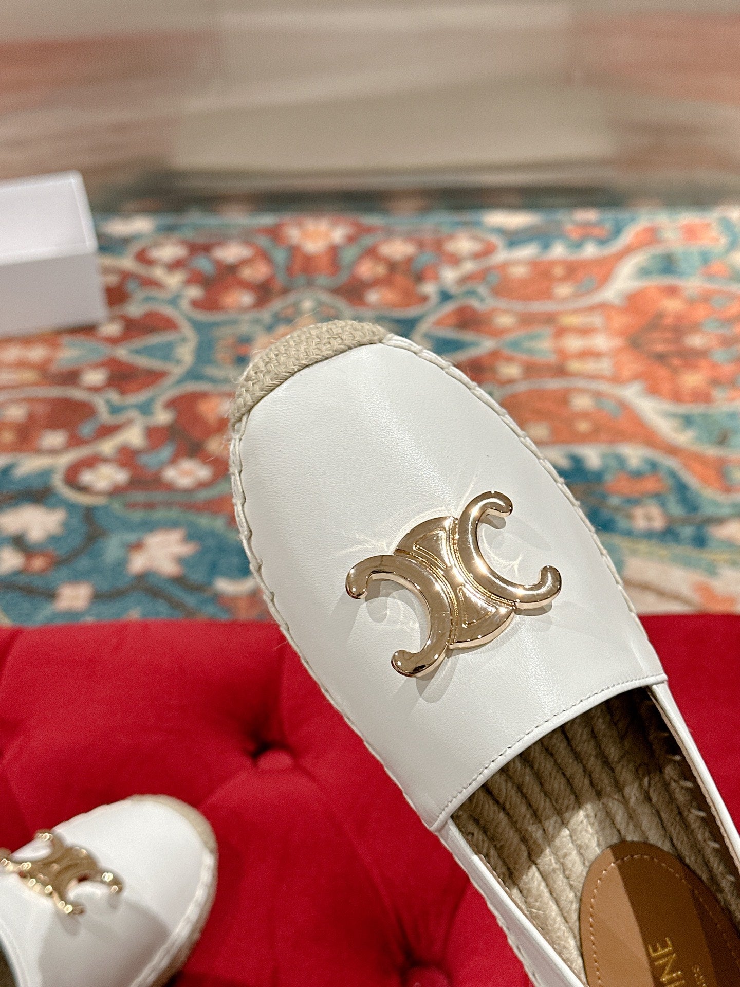 ESPADRILLES WHITE LAMBSKIN GOLD TRIOMPHE