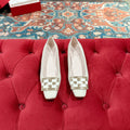 TROMPETTE BALLERINAS IN OFF WHITE SHINY CALFSKIN