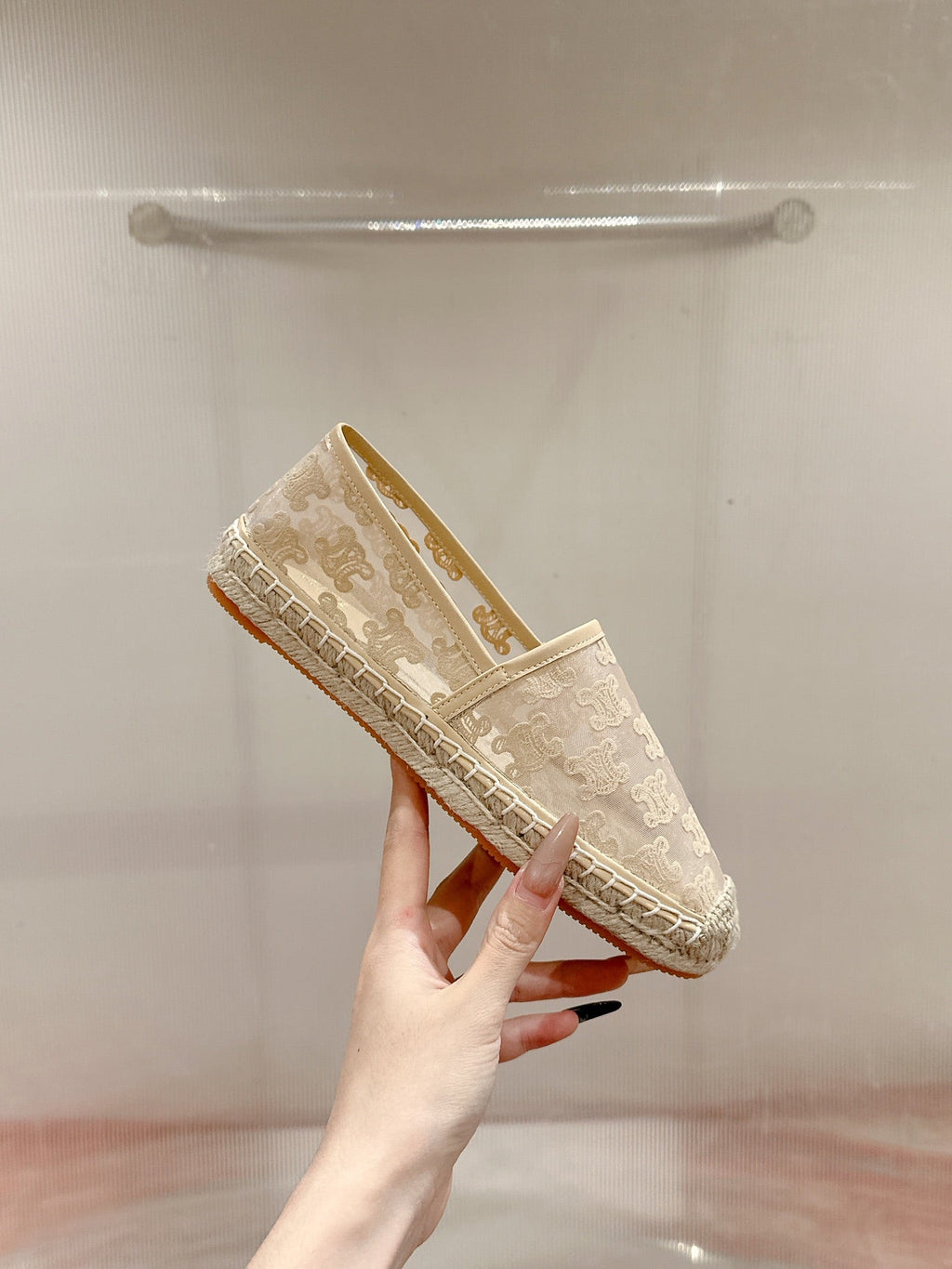 ESPADRILLES IN BEIGE MESH