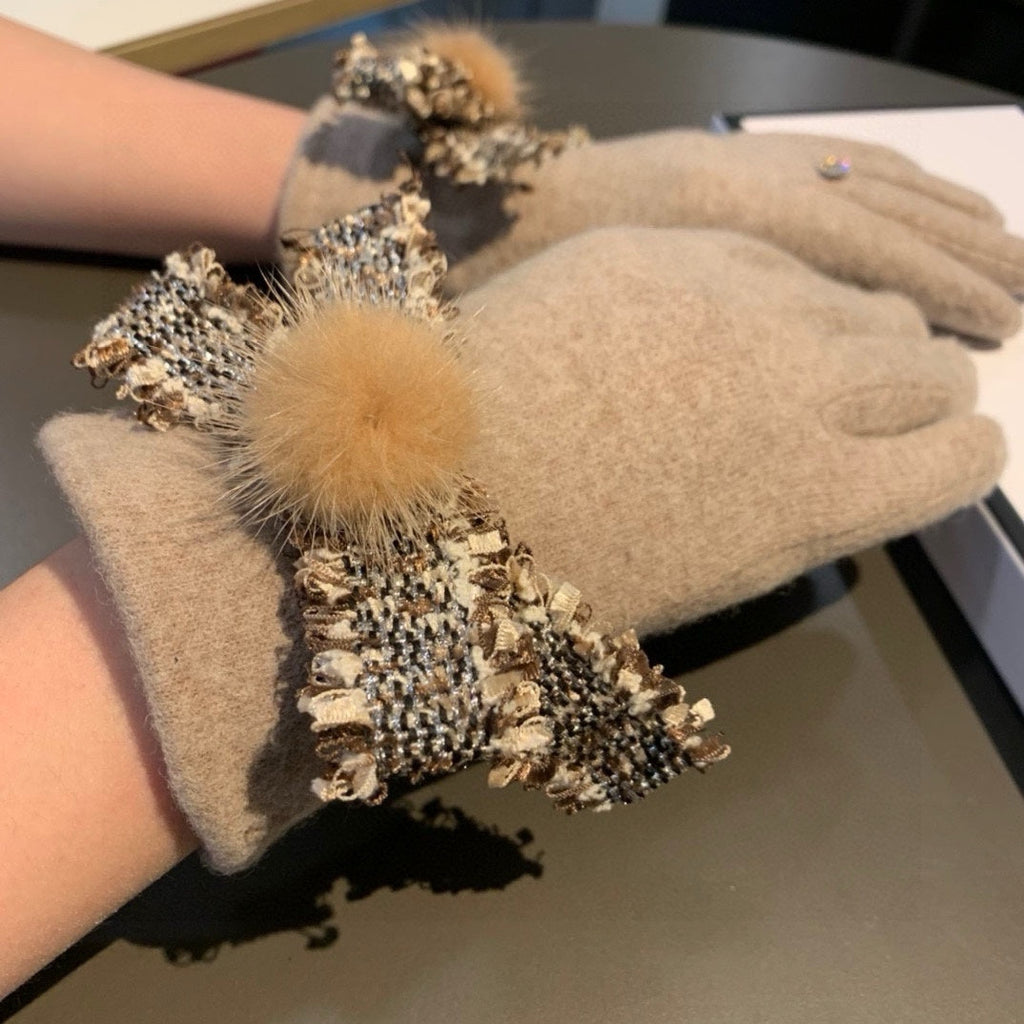 GLOVES IN PALE BROWN WOOL 420538