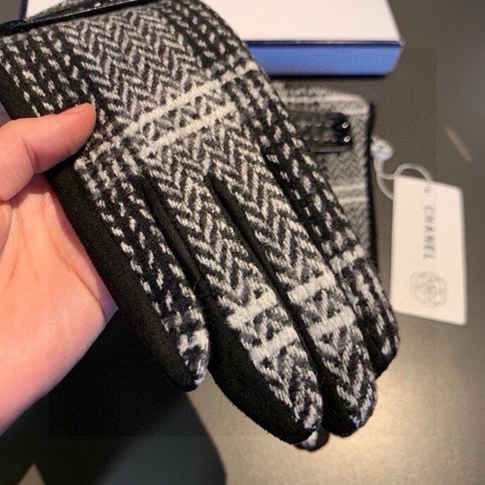 GLOVES IN BLACK MIX WHITE WOOL 429245