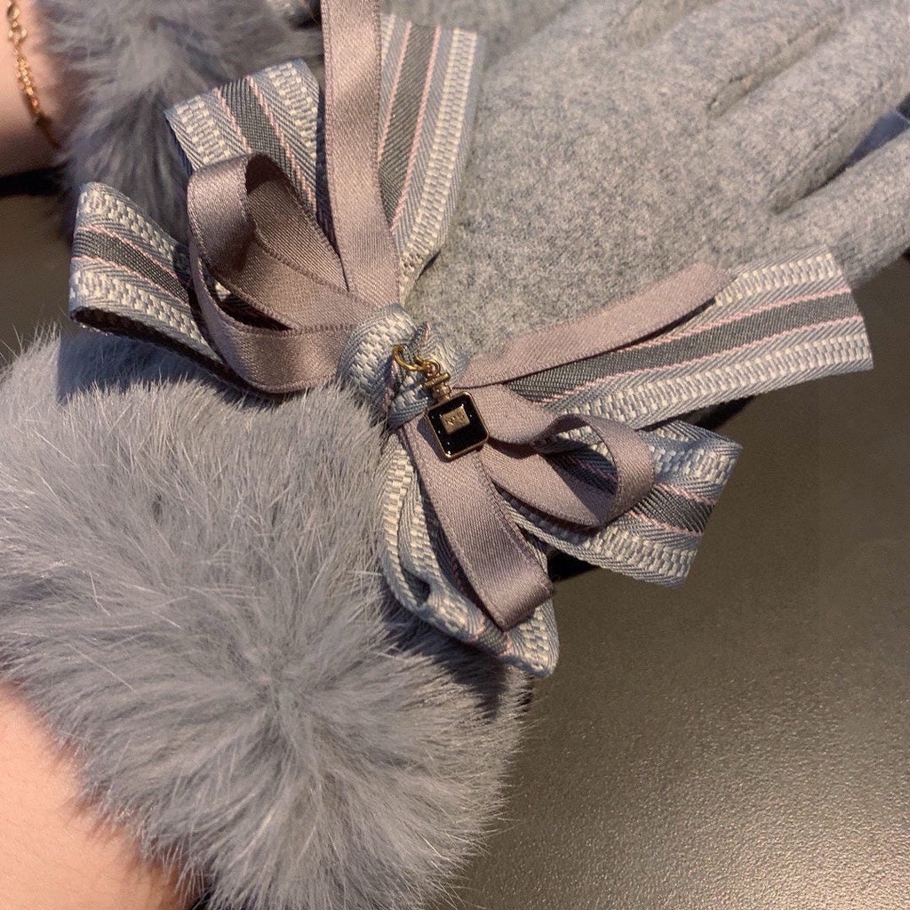 GLOVES IN DOLPHIN GRAY WOOL AND RABBIT FUR 441838