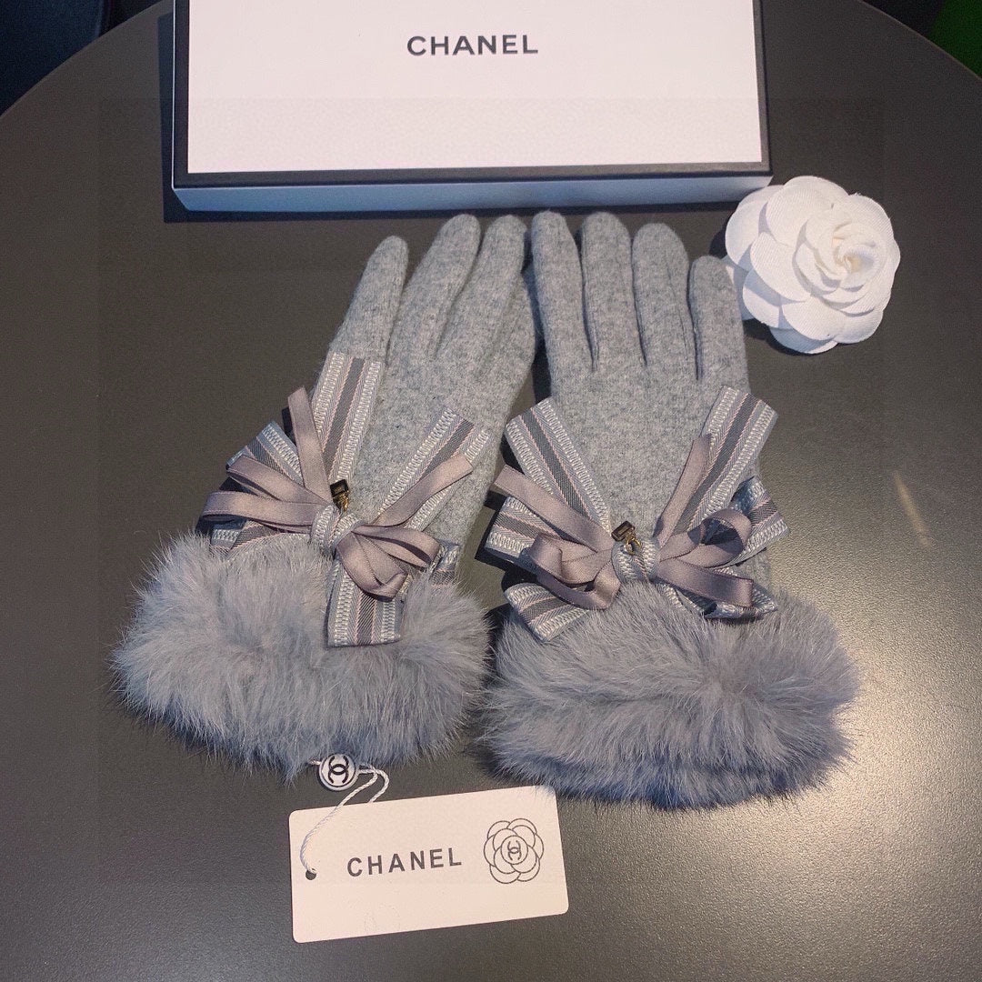 GLOVES IN DOLPHIN GRAY WOOL AND RABBIT FUR 441838